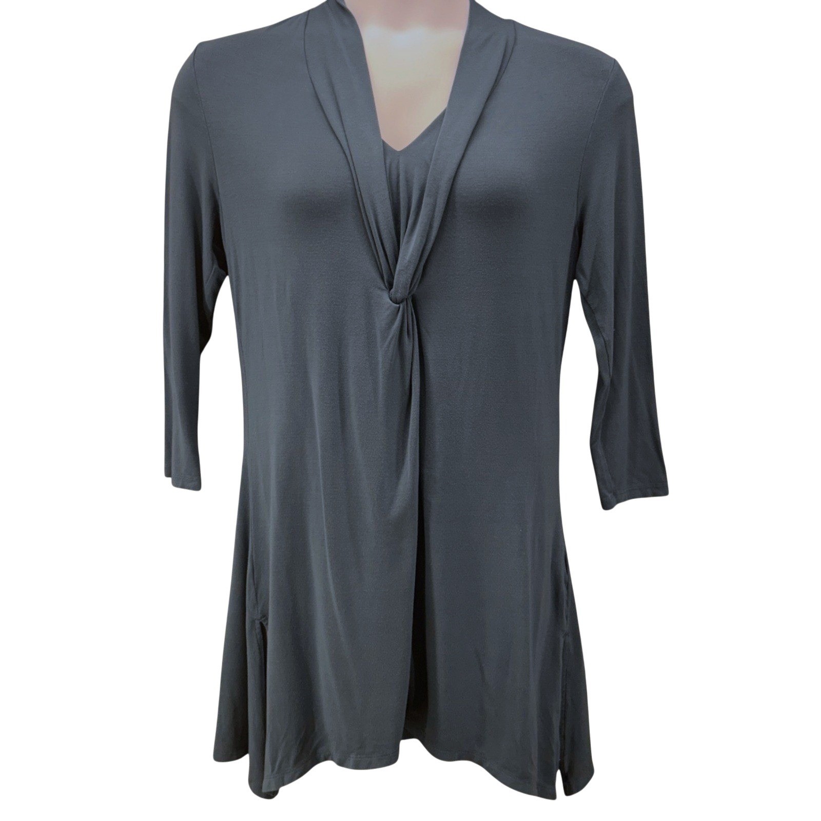 Soft Surroundings Womens Tunic Blouse Size M Shawl Collar Relaxed Lounge Cozy
