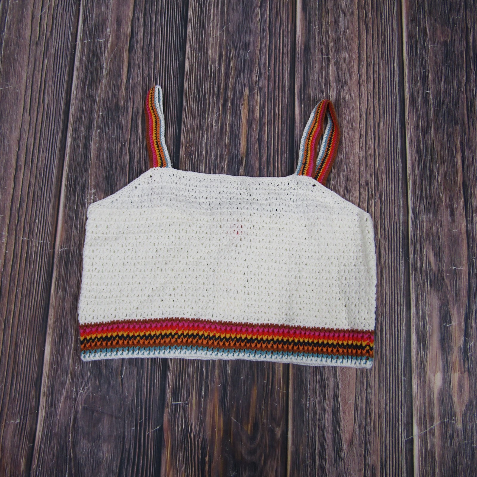 Marine Layer NEW NWT Womens Medium Ivory White Caro Cropped Crochet Tank Top