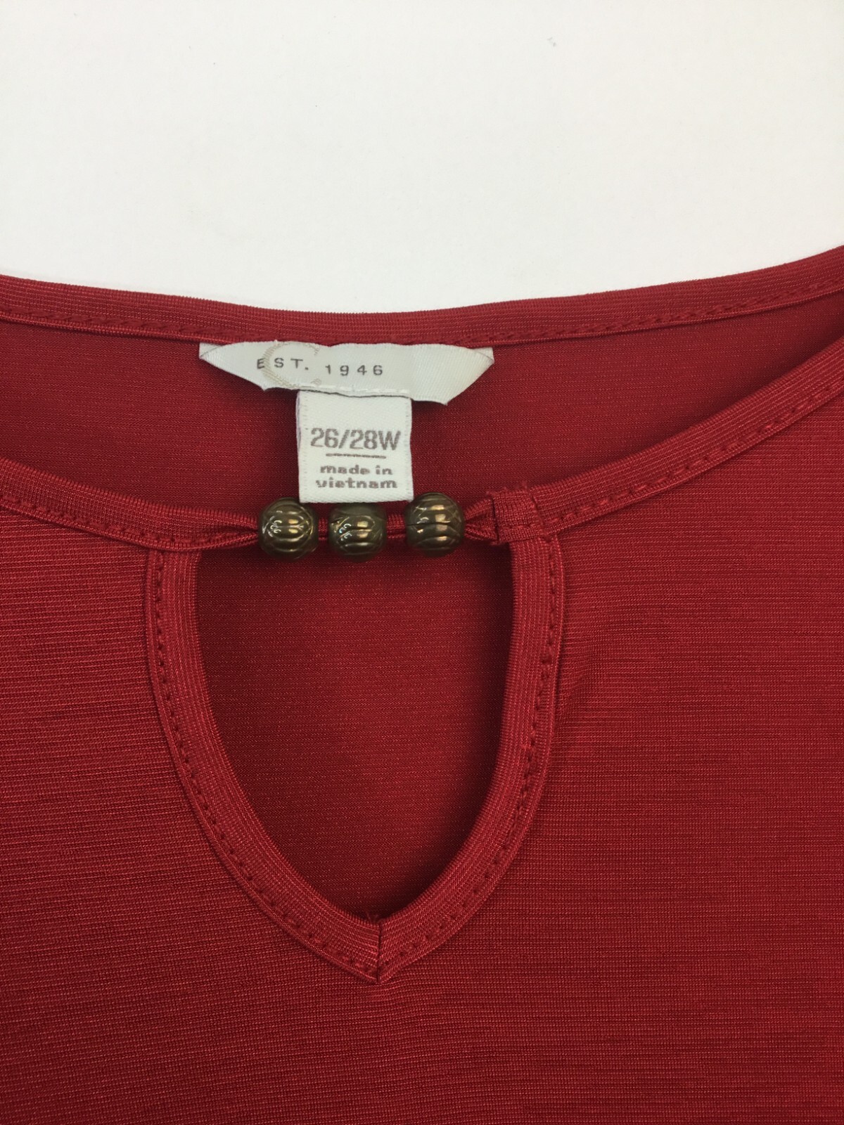 Cato Established 1946 Woman’s Baseball Cut Red 26/28W Short Sleeve Tunic