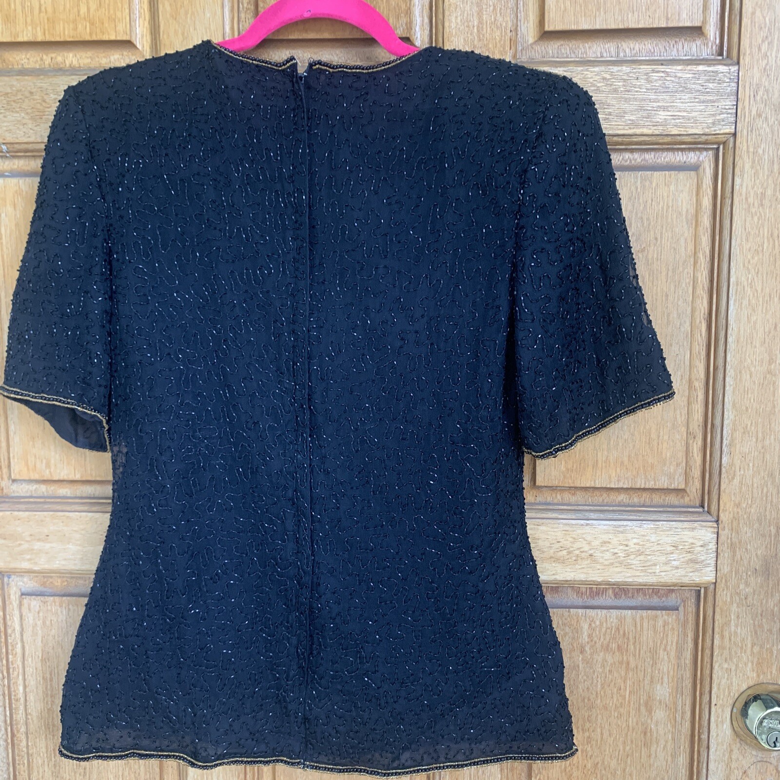 Vintage Stenay Sequin Beaded Floral Silk Blouse Women’s Size S