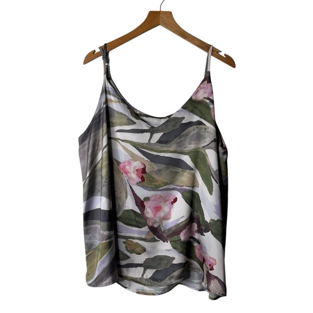 Carolina Lifestyle Floral Satin Tank Top Camisole Womens XL