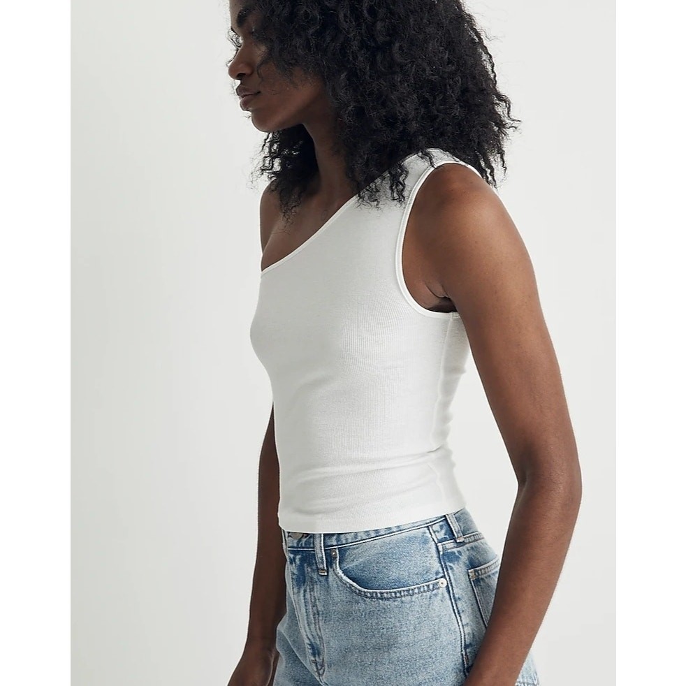 Madewell Supima® Rib One-Shoulder Tank Size XXS NWT