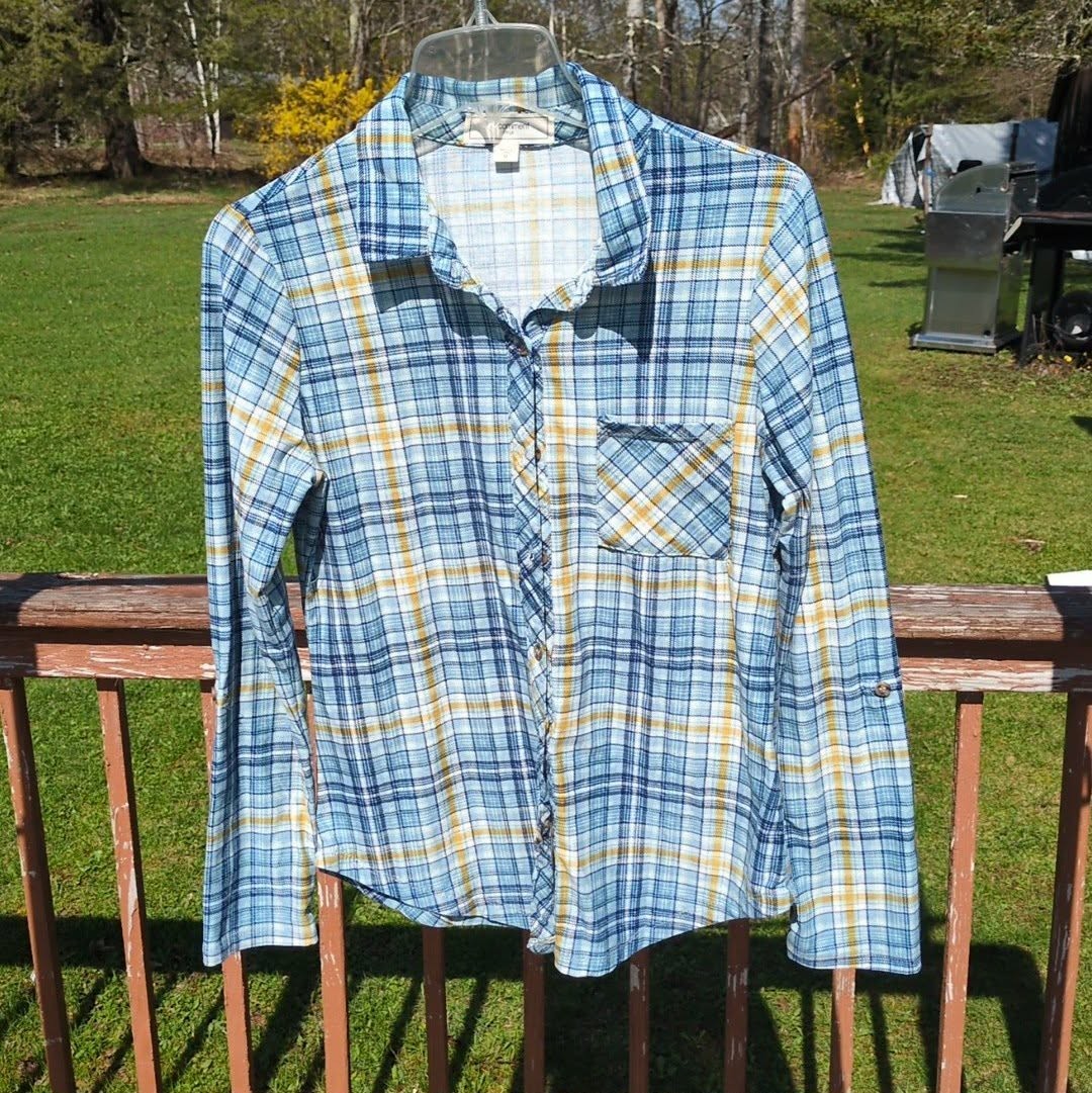 No Comment NY-LA Plaid Flannel Shirt Cowgirl Sz M Button Down Farm Chore Country