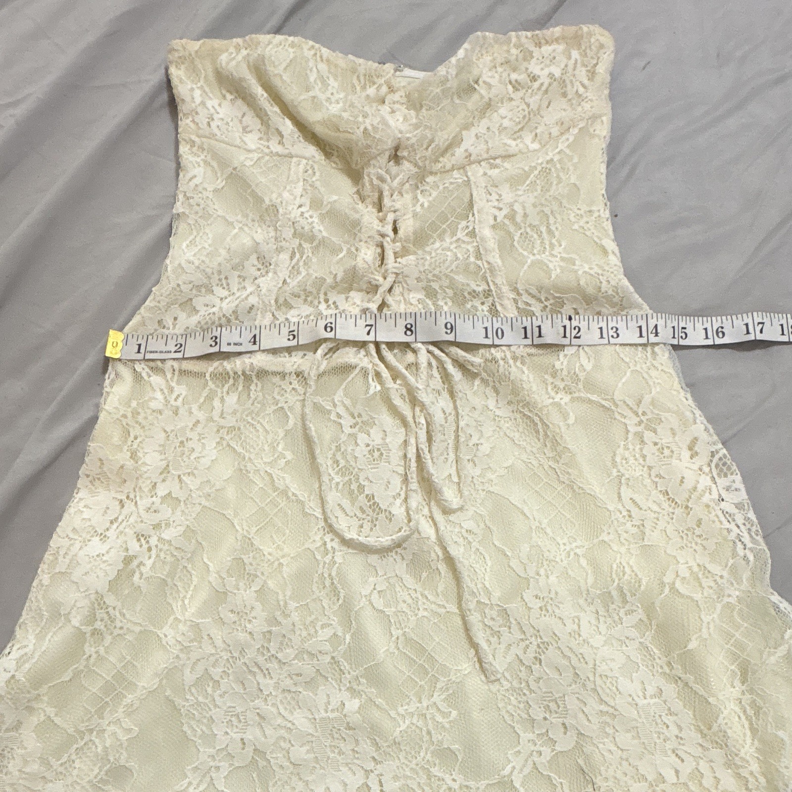 Princess Polly Mini Dress US 4 Ivory Lace Strapless Corset Y2K Coquette Party