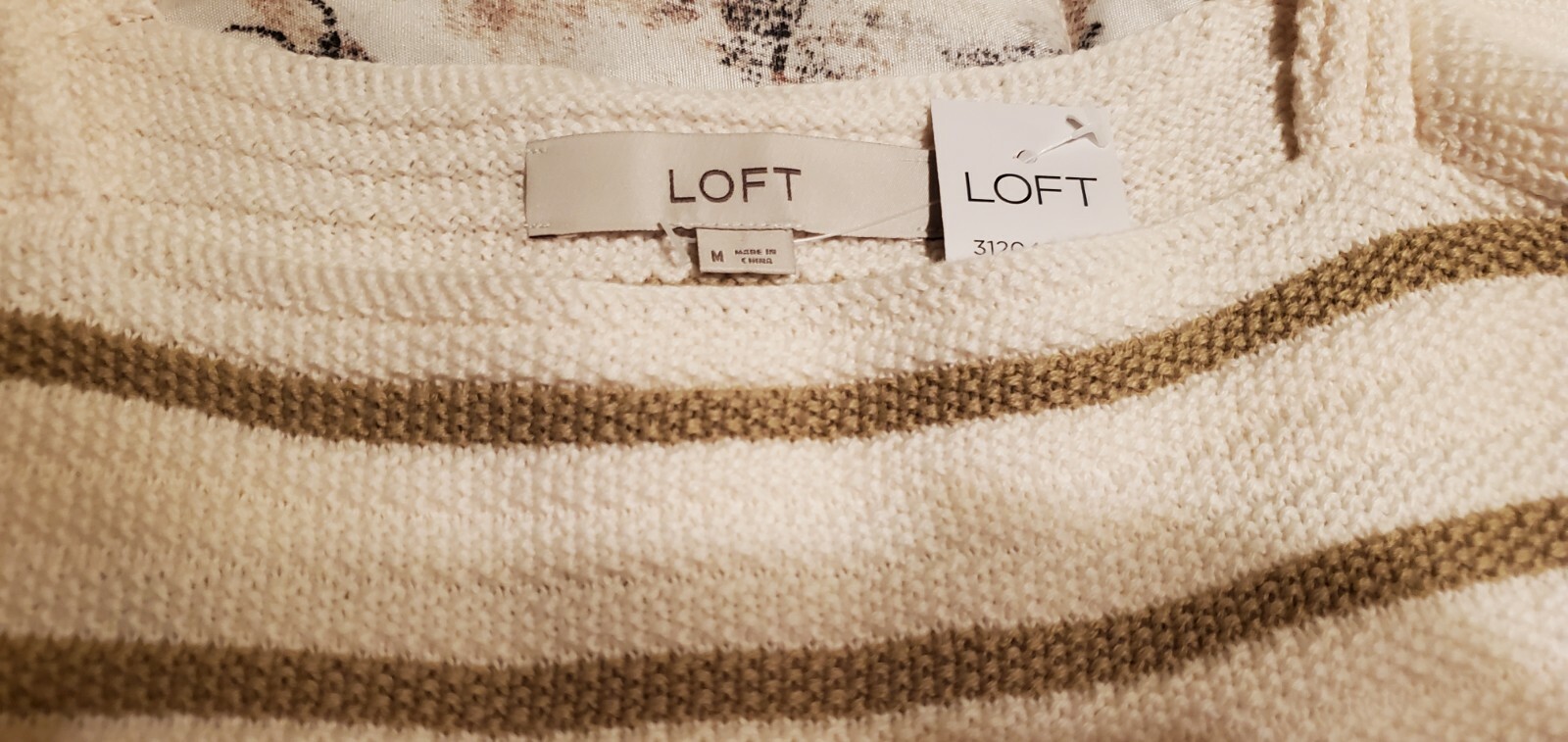 Loft Striped Ruffle Strap Sweater Tank Whisper White M NWT Reg. 44.50