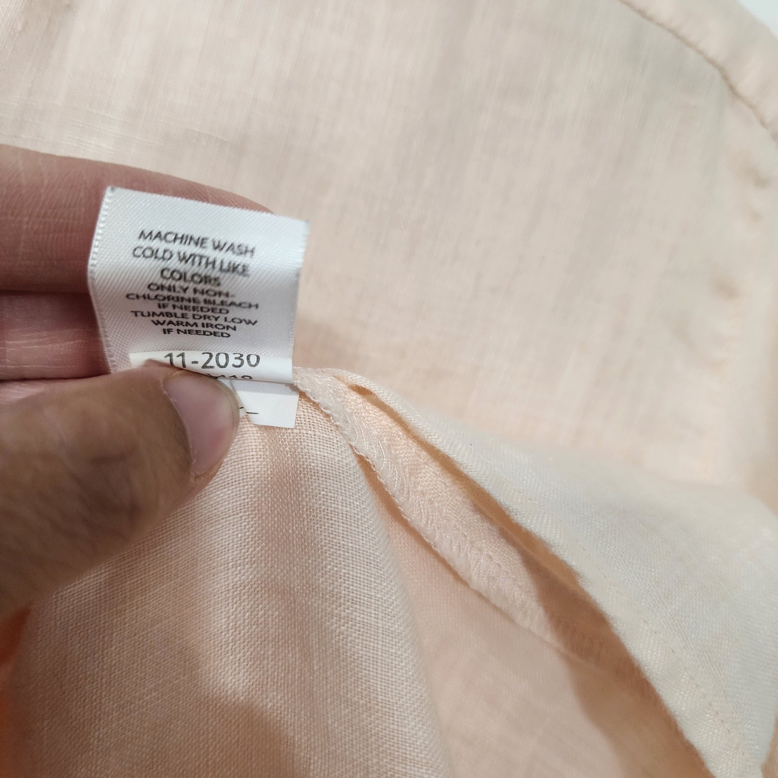 J. Jill Womens Large Peach Pink 100% Linen Button Down Short Sleeve Shirt