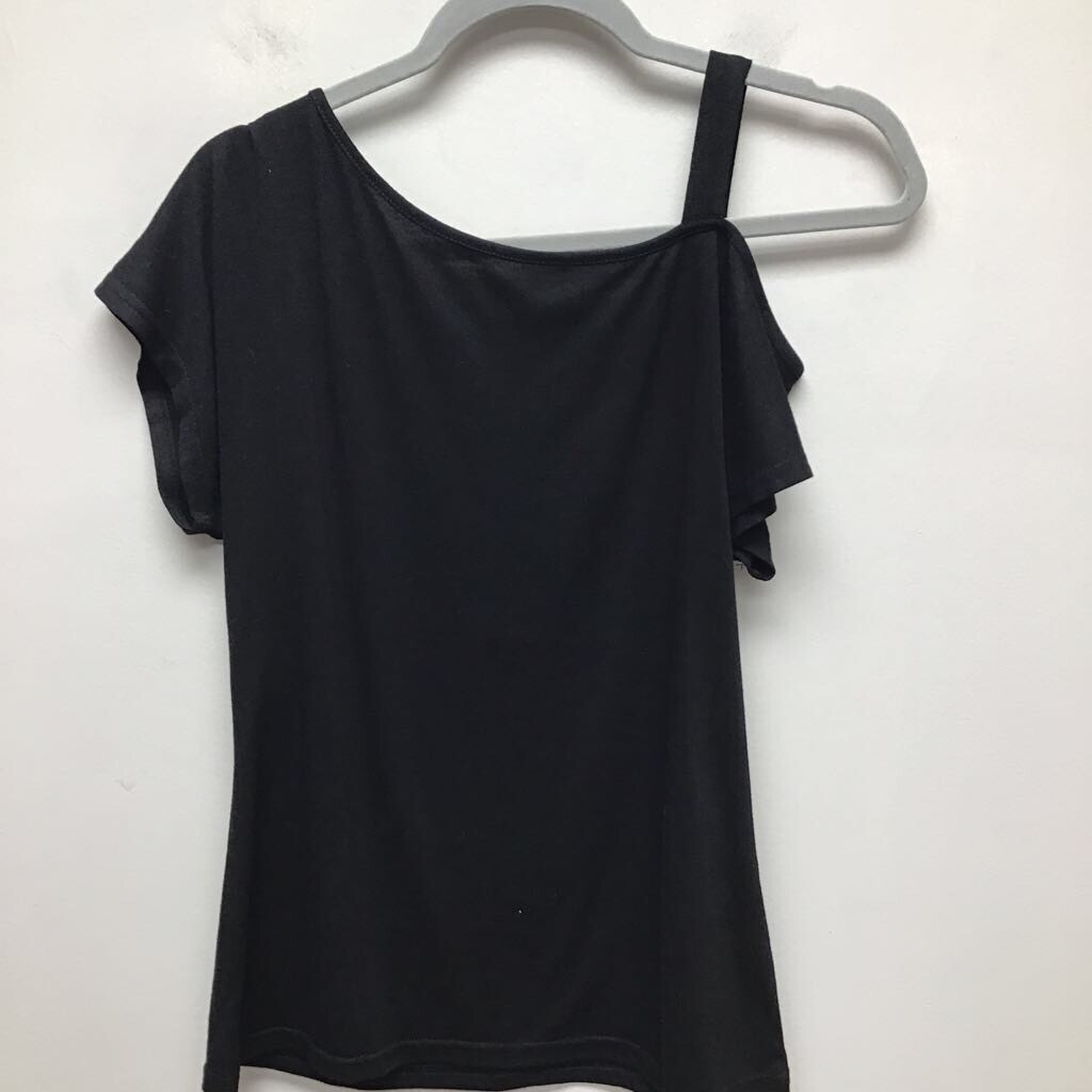 Cyanstyle Womens Blouse Black Cap Sleeve One Cold Shoulder Pullover Top S New
