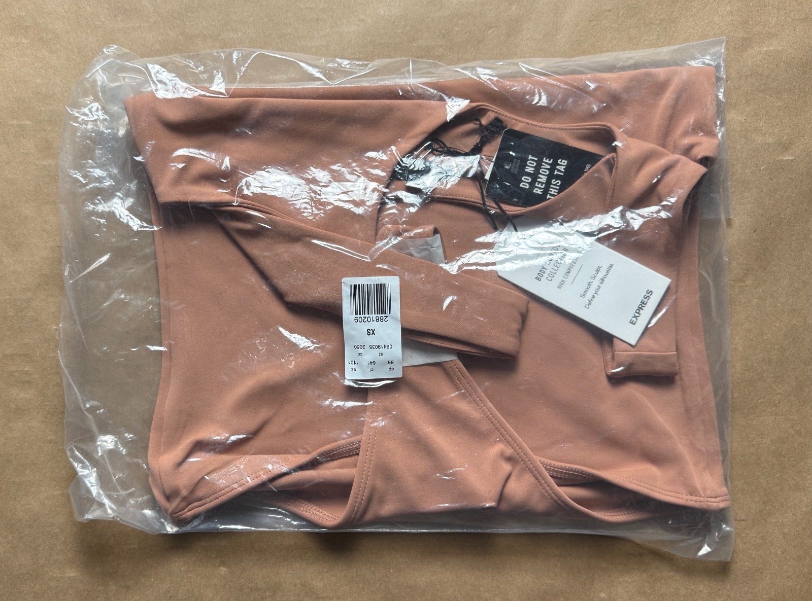 Express Body Contour High Compression Scoop Neck Bodysuit Mocha NWT XS-L