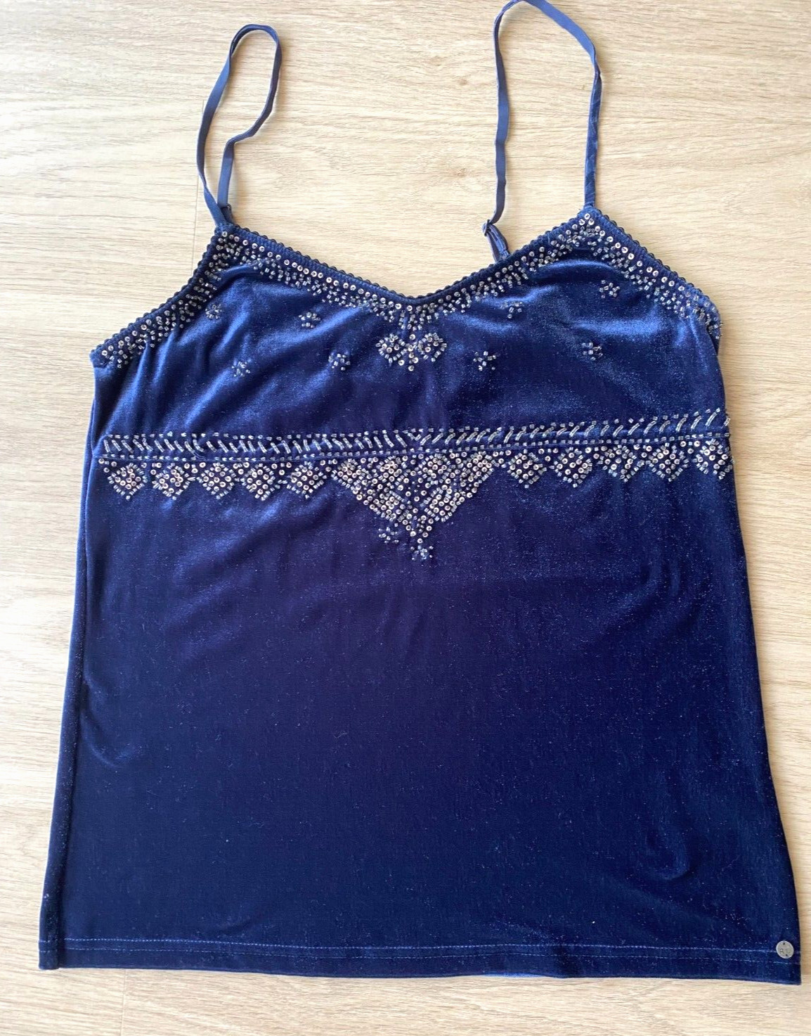 Ralph Lauren Denim & Supply Tank Top Women’s Sequin Strap Velvet Tank Blue SZ M