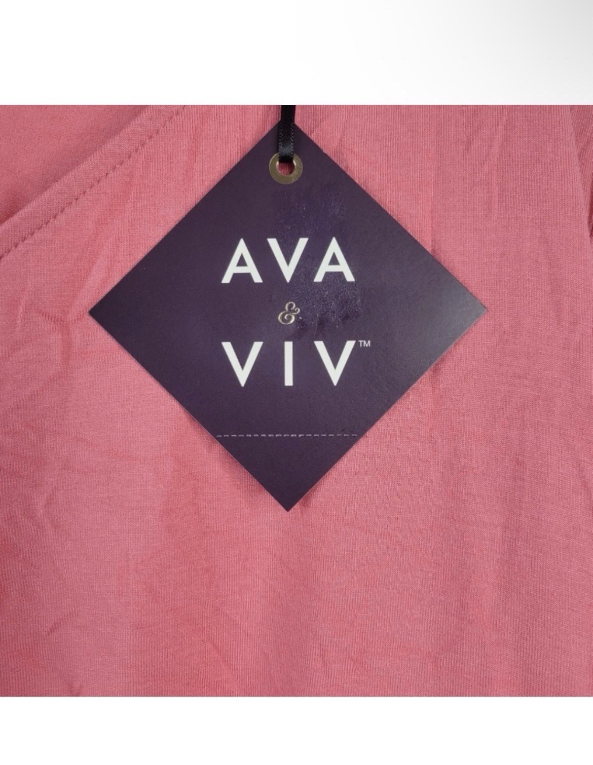 Ava & Viv Pink Solid Ruched V-Neck Long Sleeve Knit Top Plus 1X (16W/18W)
