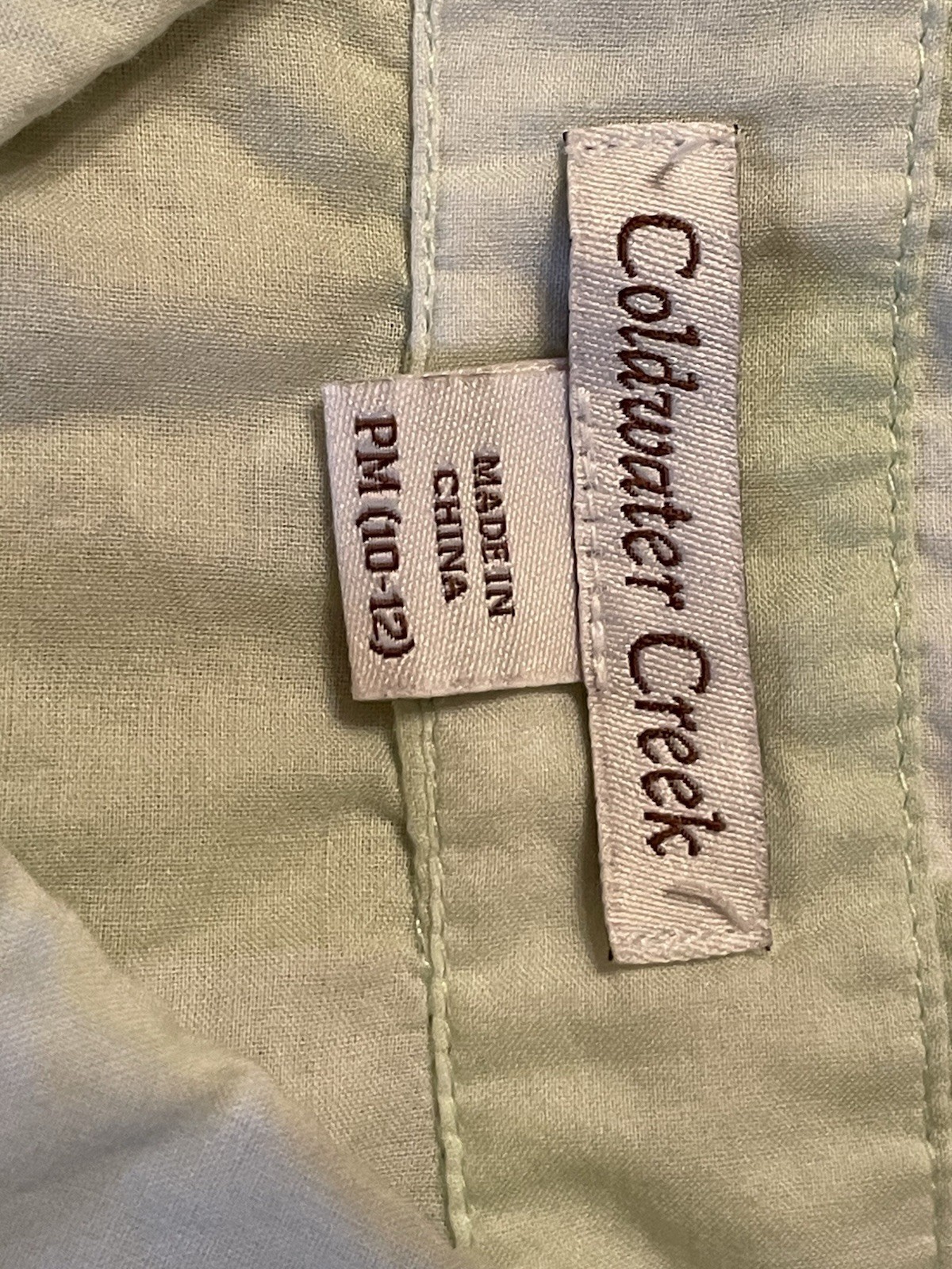 3/4 Sleeve Button Up Collared Top From COLDWATER Creek Size PM 10-12 Box A11