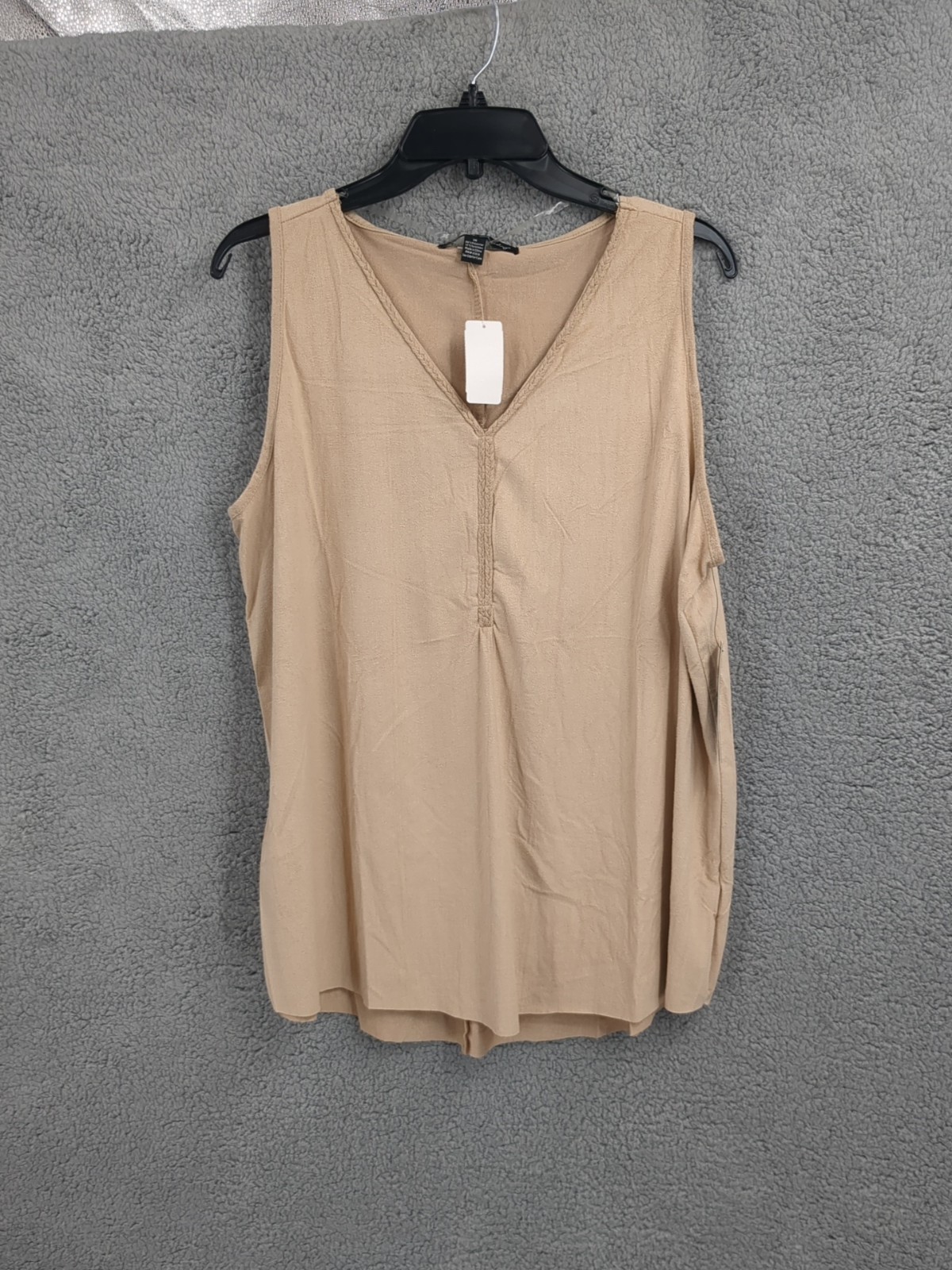 French Laundry Sleeveless Tank Top Polyester Spandex Blend, Brown, 1X