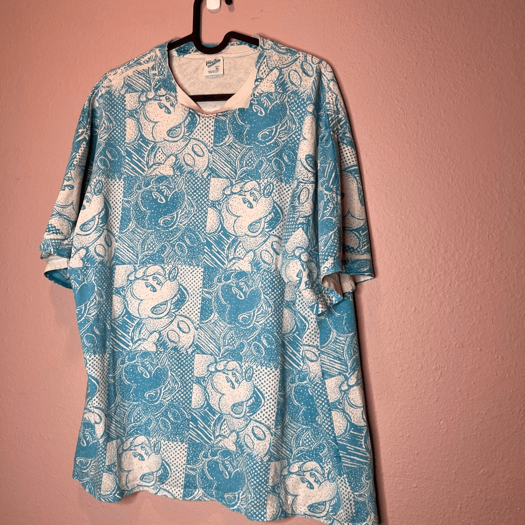 Vintage rare 90’s Mickey Mouse print all over sheen single stitch