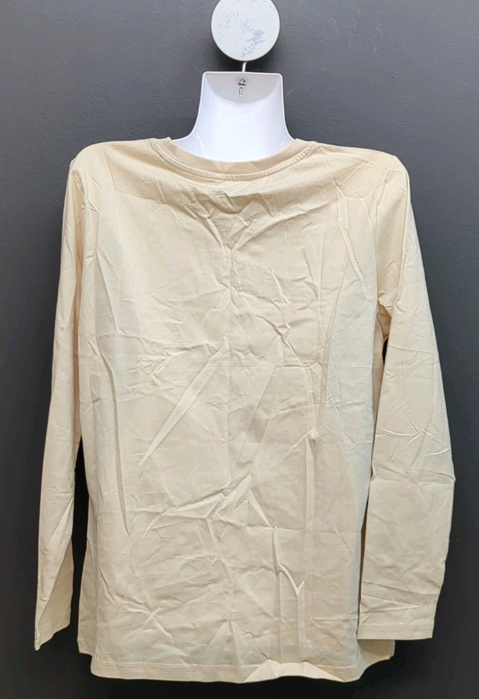 MagcoMsen Long Sleeve Crew Neck Women’s Basic Top T Shirt Size M Light Apricot