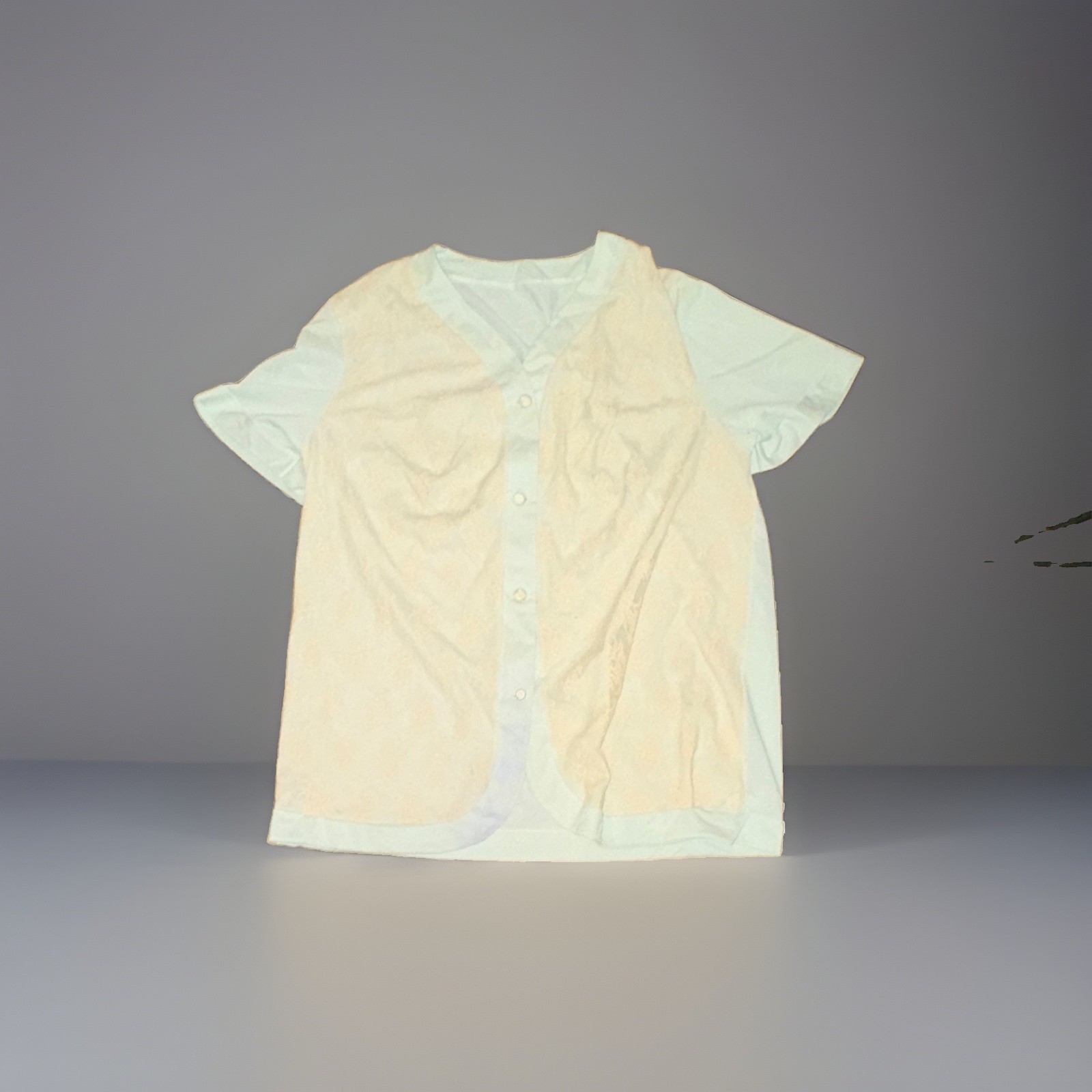 Vintage Vanity Fair Women’s 34 Blue V-Neck Lace Button Short Sleeve night shirt