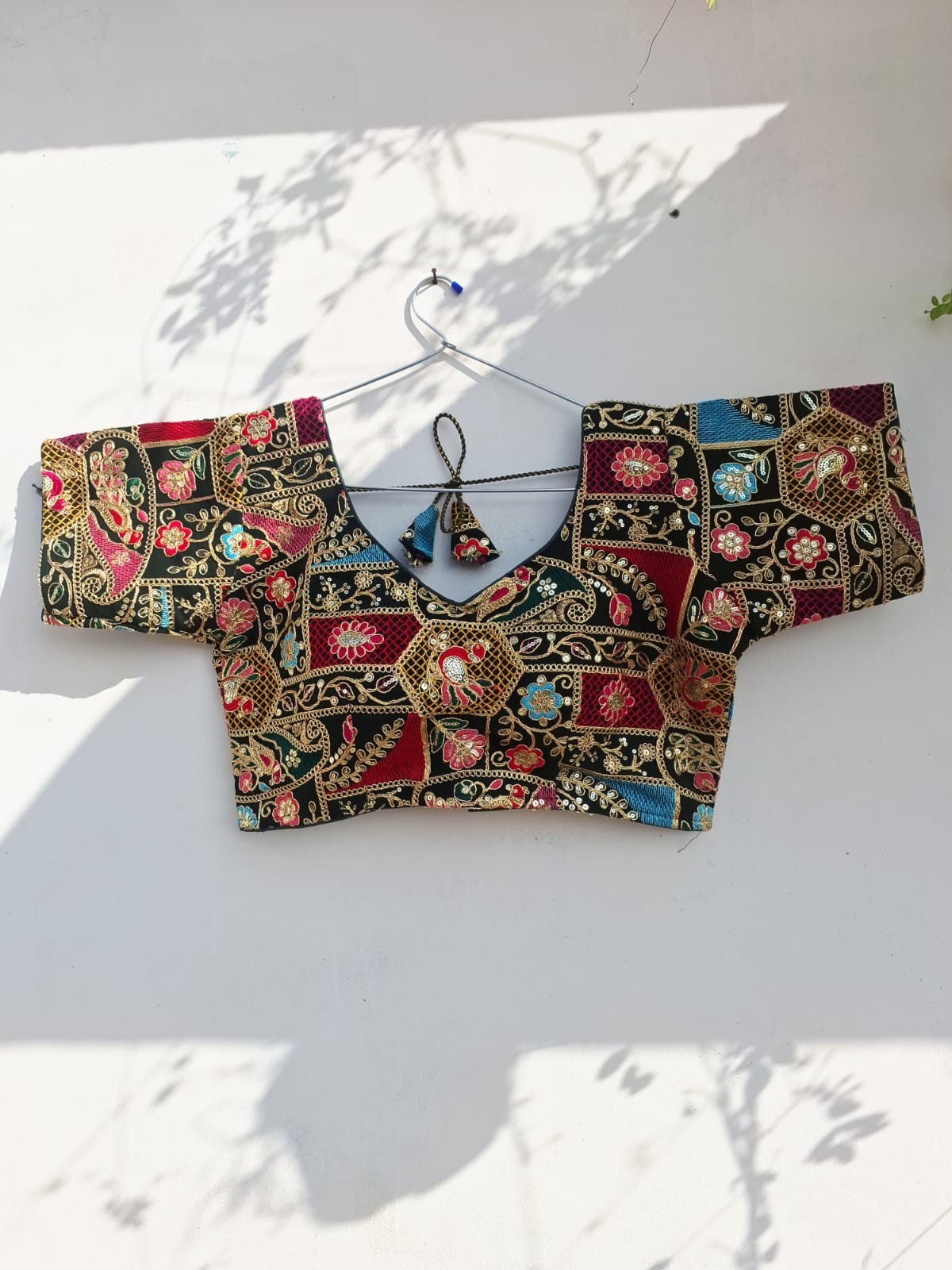 Multicolor Embroidered Saree Blouse Women Designer Kutchi Work Choli Blouse
