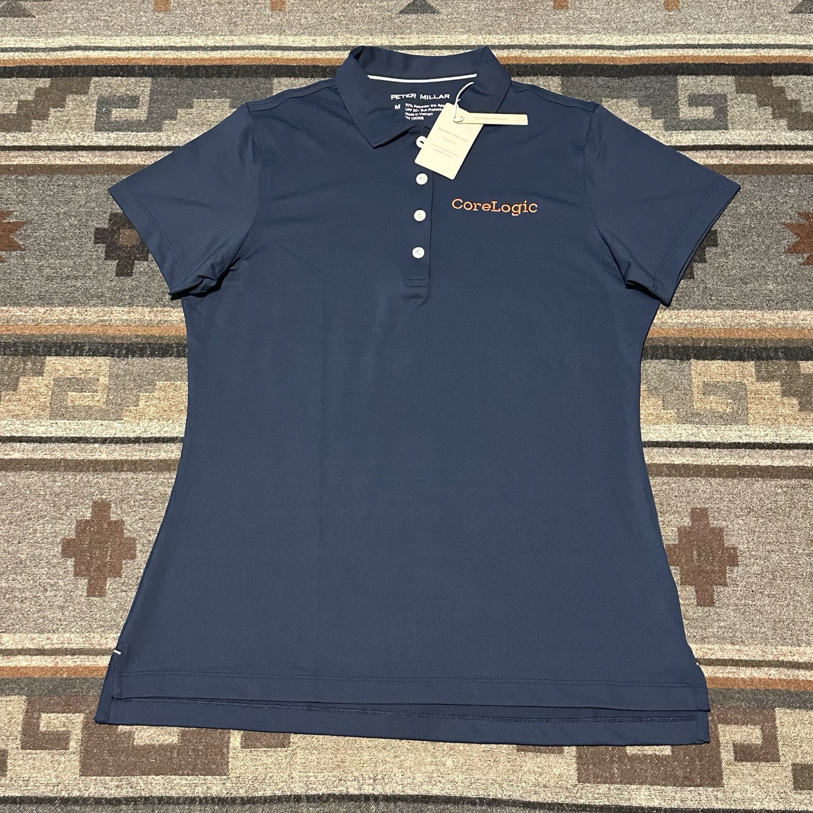 Peter Millar Golf Polo Womens Medium Blue Performance Perfect Fit C4