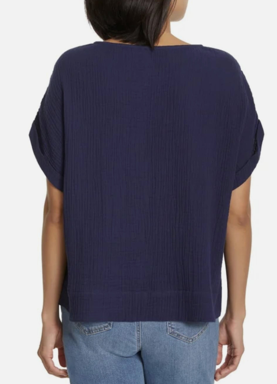 NWT Gloria Vanderbilt Womens Short Sleeve Cotton Gauze Pullover Med Choose Color