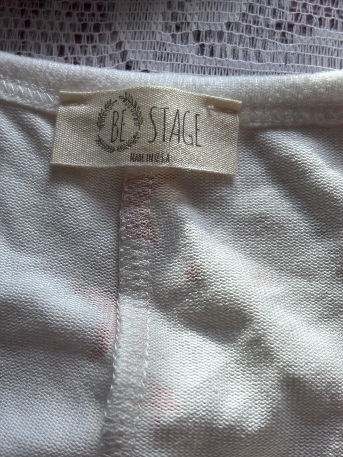 Be Stage Boutique USA Women French Knot Star White Salmon Top Shirt Plus Sz 3xL