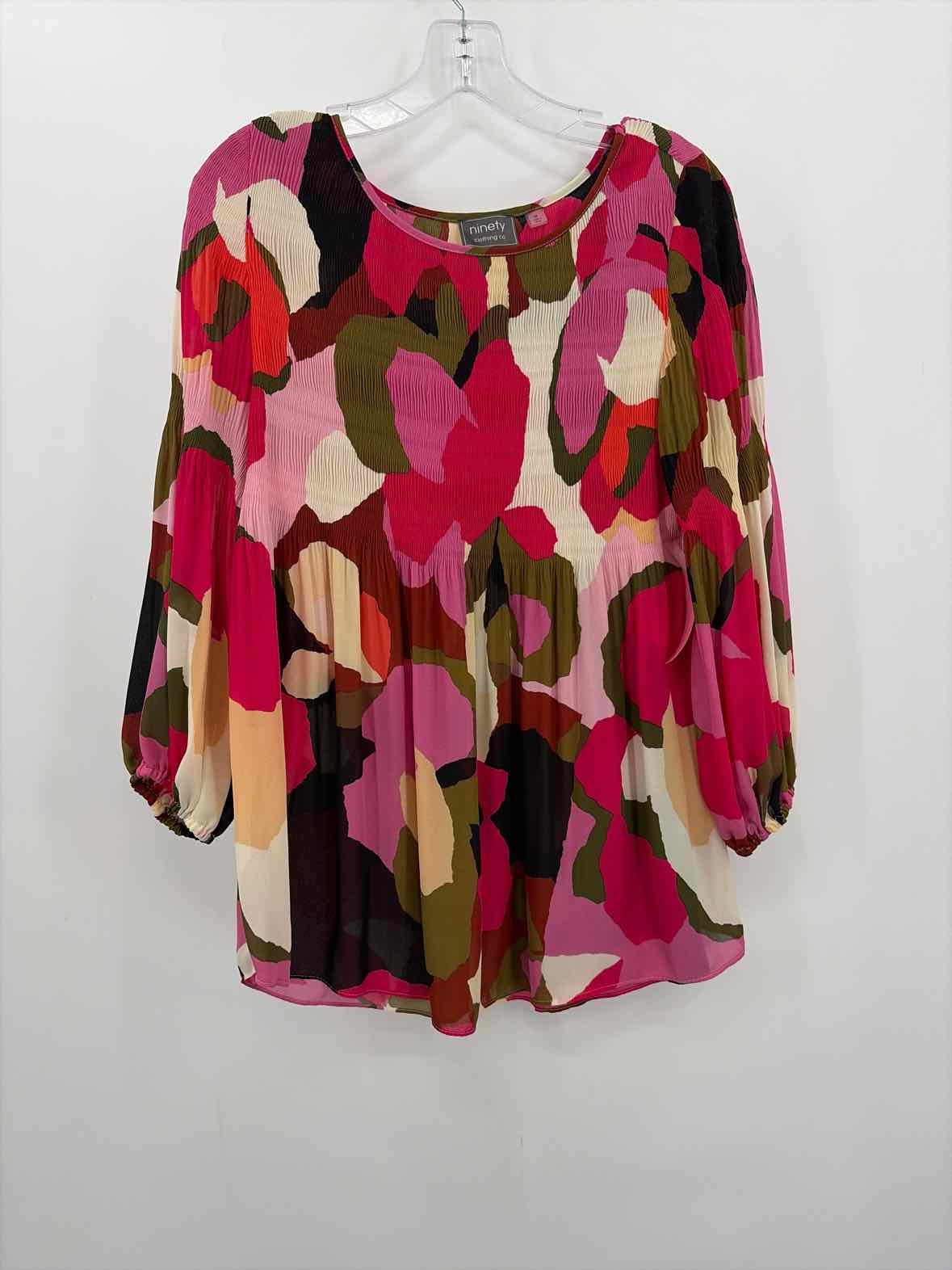 Pre-Owned Ninety Pink Size Medium Long Sleeve Blouse