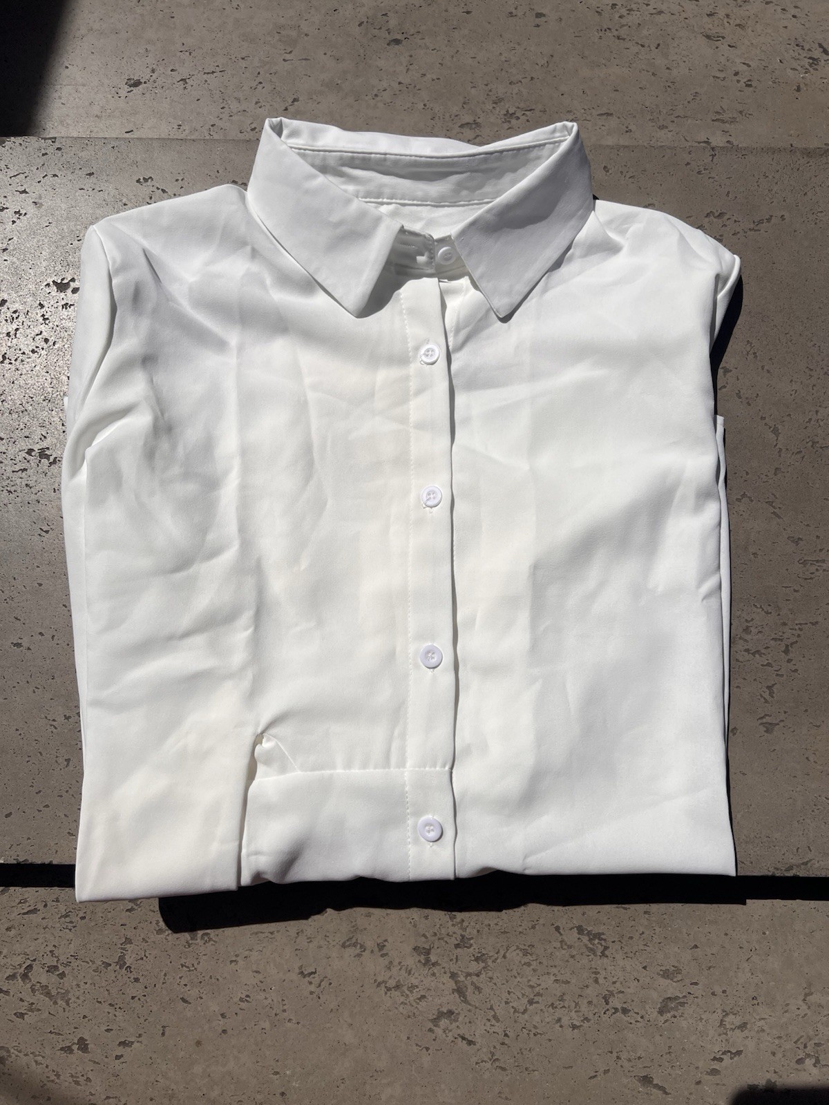 Women’s White Blouse Size S Long Sleeve Button Up Front Tie Waist Polyester Top