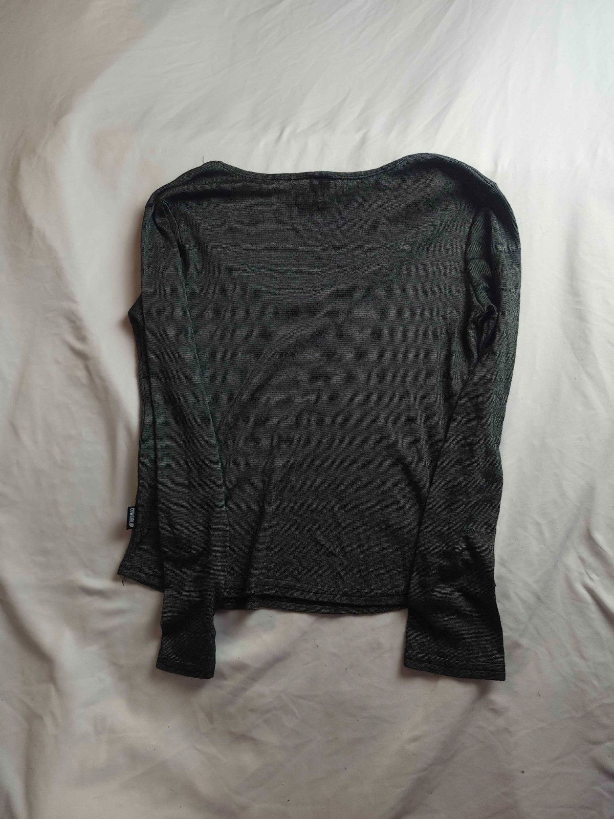 Cowgirl Up Blouse Top Womens Medium Gray O-Ring Long Sleeve V-Neck Casual
