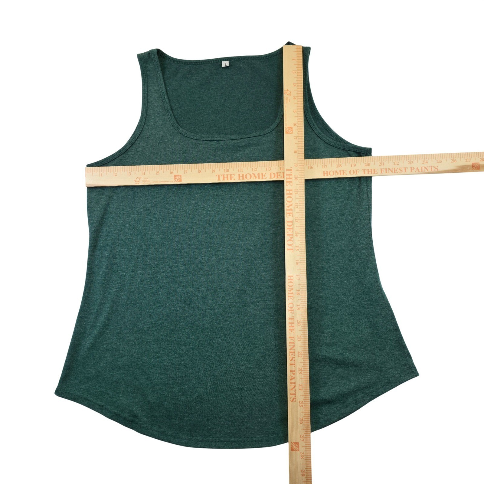 Forest Green Heathered Scoop Neck Tank Top Sz L Athleisure Minimalist Lagenlook