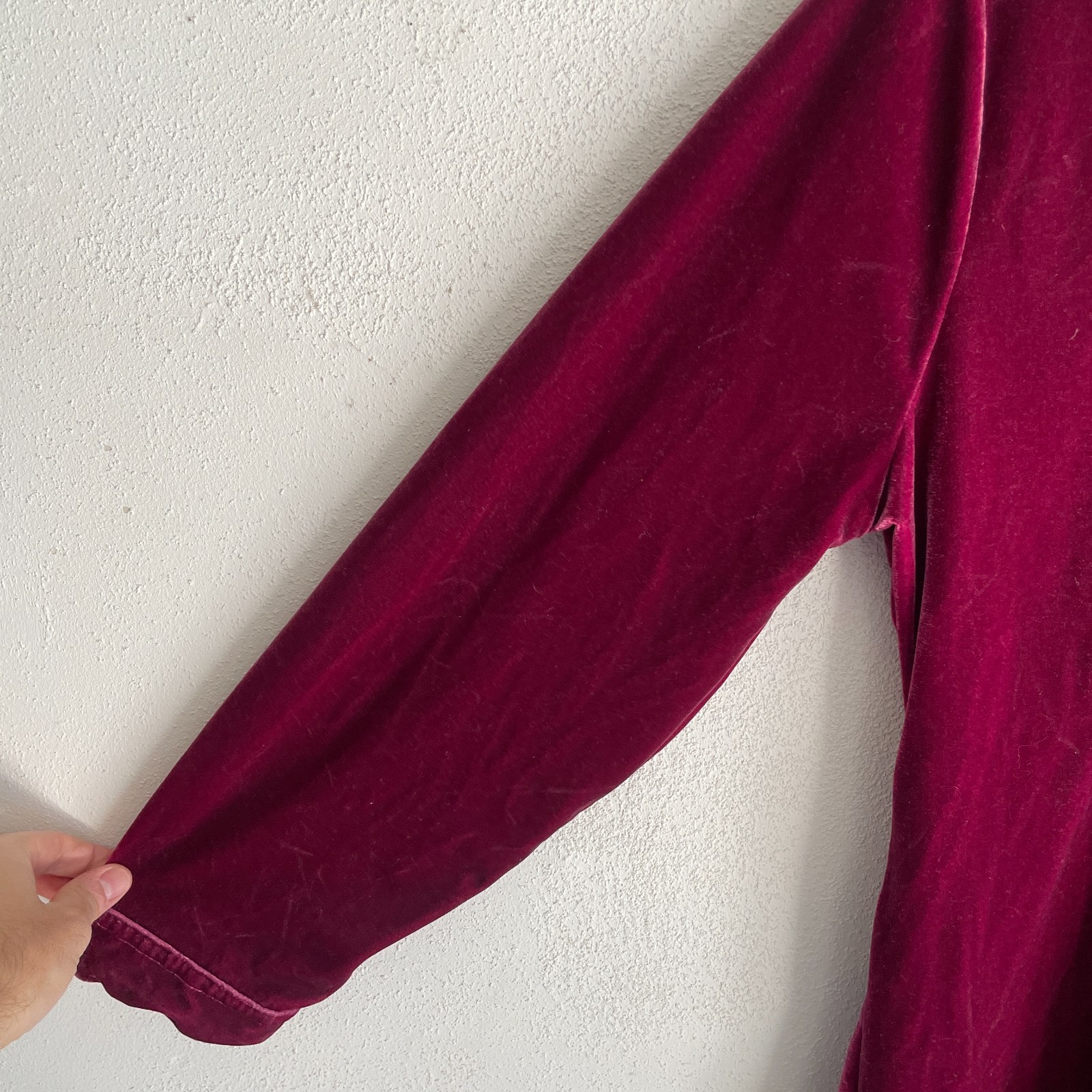 Vtg Coldwater Creek Blouse XL Pullover Velvet Magenta Victorian Goth Romantic