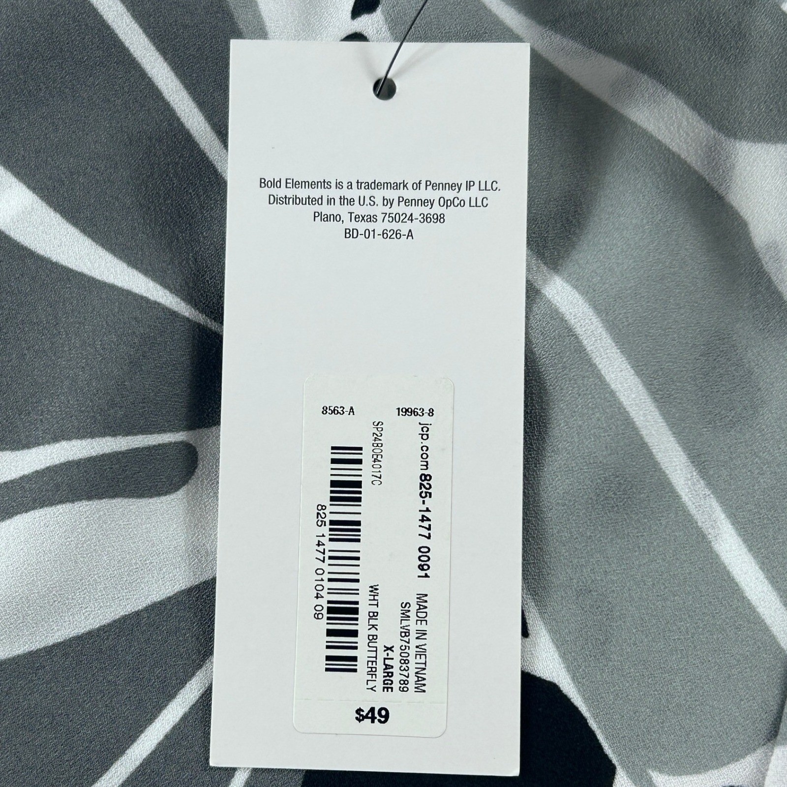 Bold Elements Butterfly Print Cold Shoulder Top XL White Black Chain Strap NWT