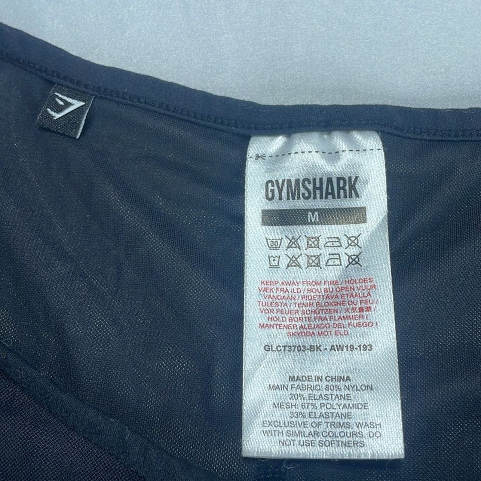 GYMSHARK short t-shirt,‎ size M