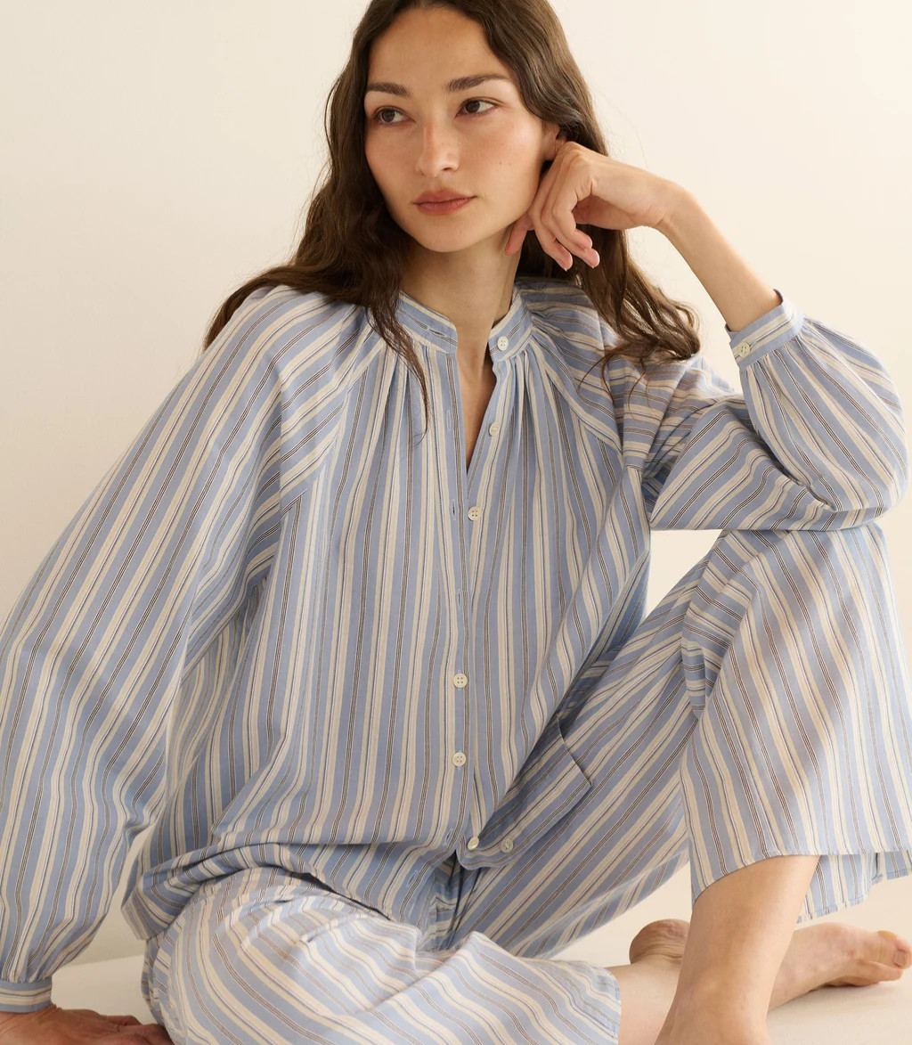 Doen Julienne Women’s Organic Cotton Striped Button Down Top size S NWT