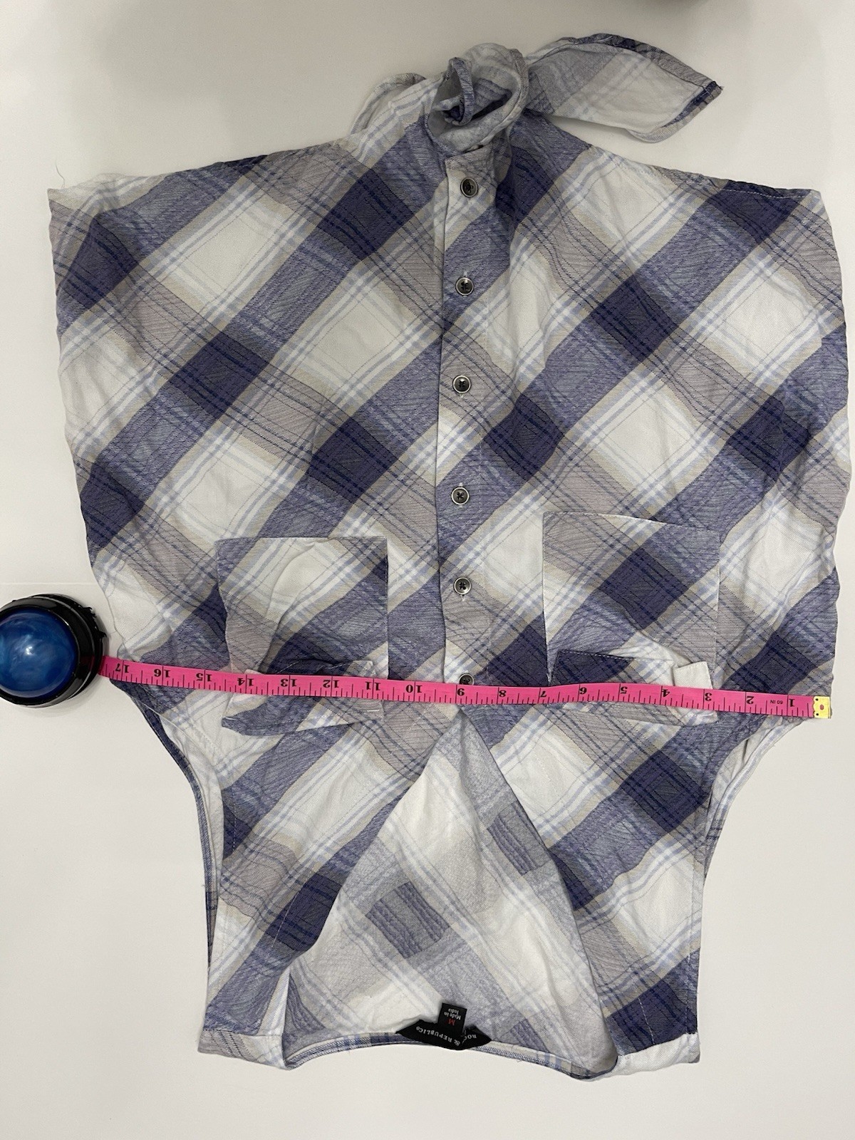 Rock & Republic Plaid Tie Front Tank Top Sleeveless Button Down M Indie Country