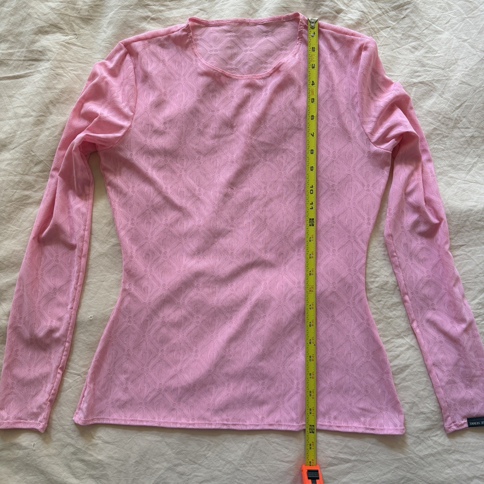 MARINE SERRE Moon Diamant Second Skin Pink Mesh Top $450 RARE