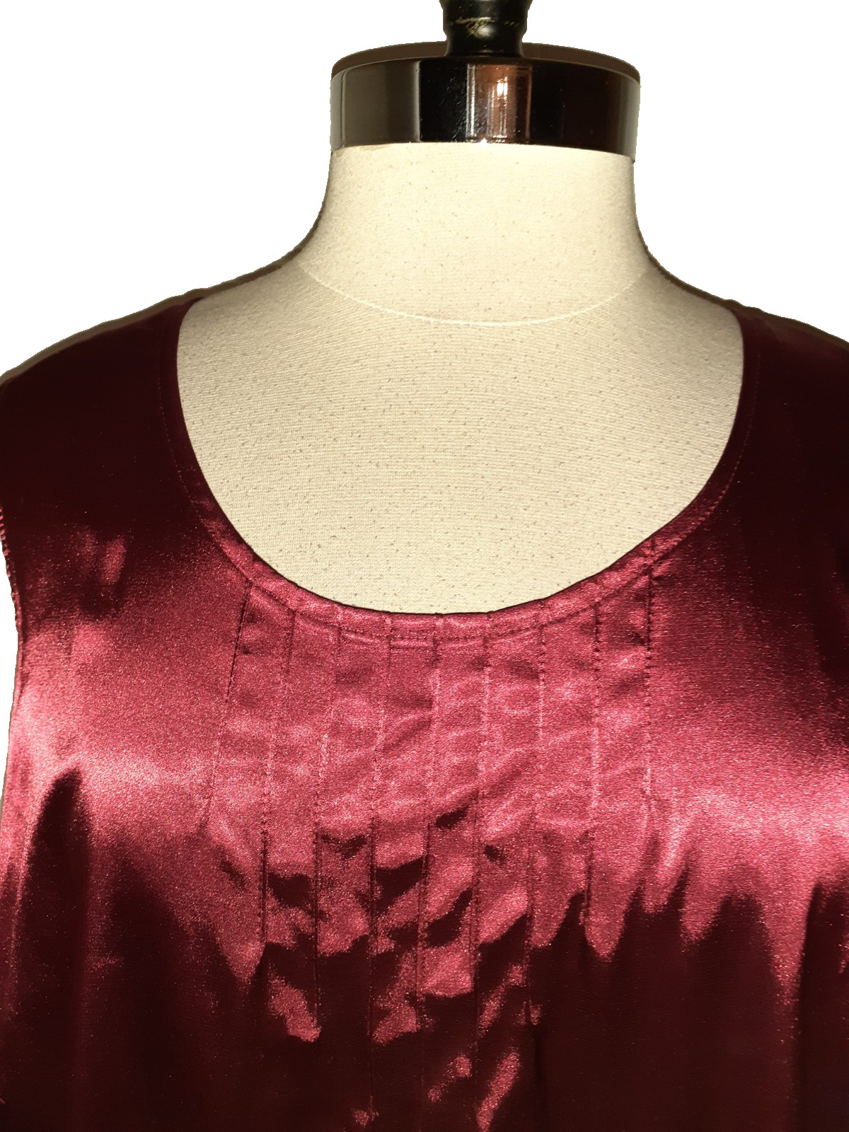 SUSAN GRAVER Plus Size 3X Camisole Tank Top Wine Red Stretch Satin Sleeveless