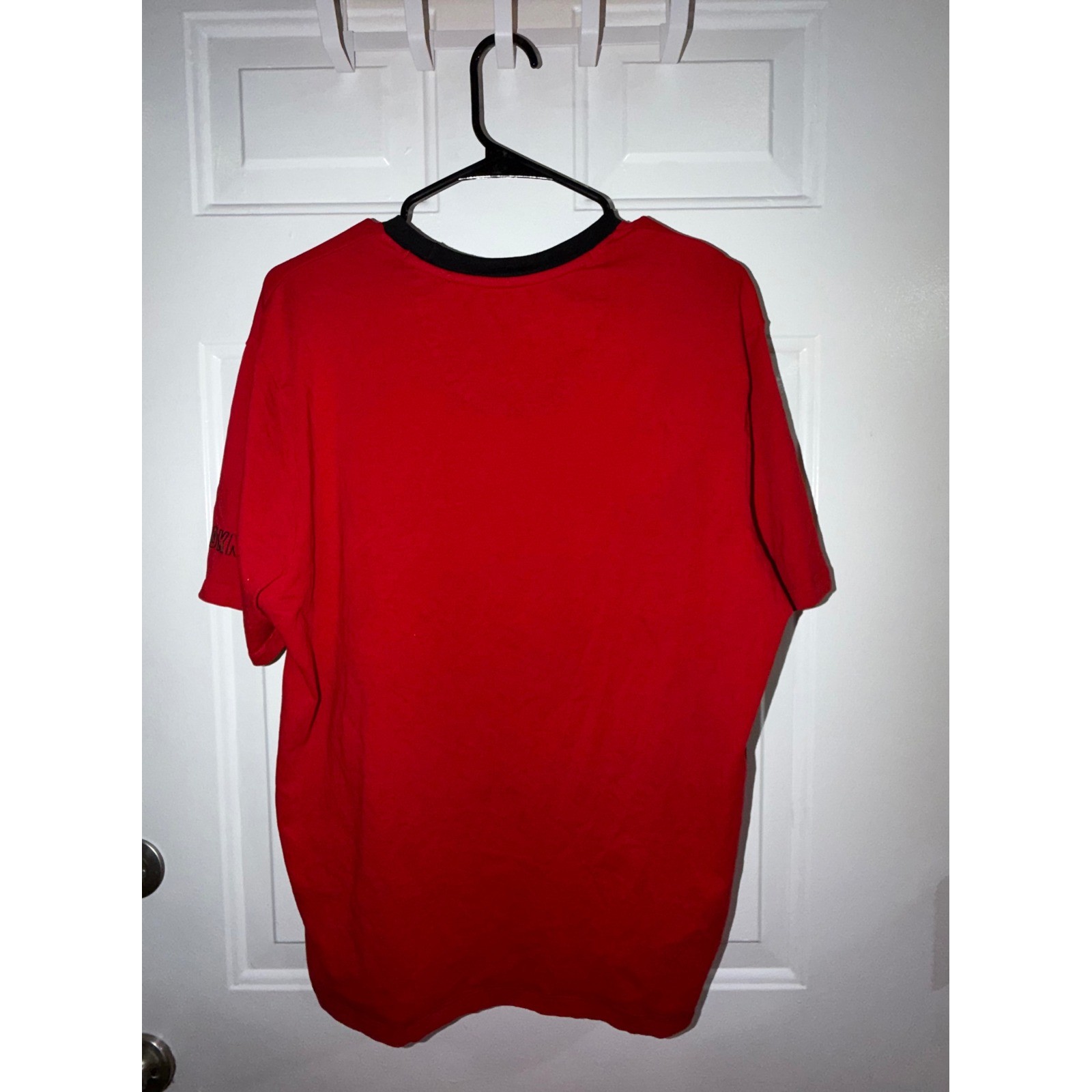 DKNY Red Black Colorblock Logo T-Shirt