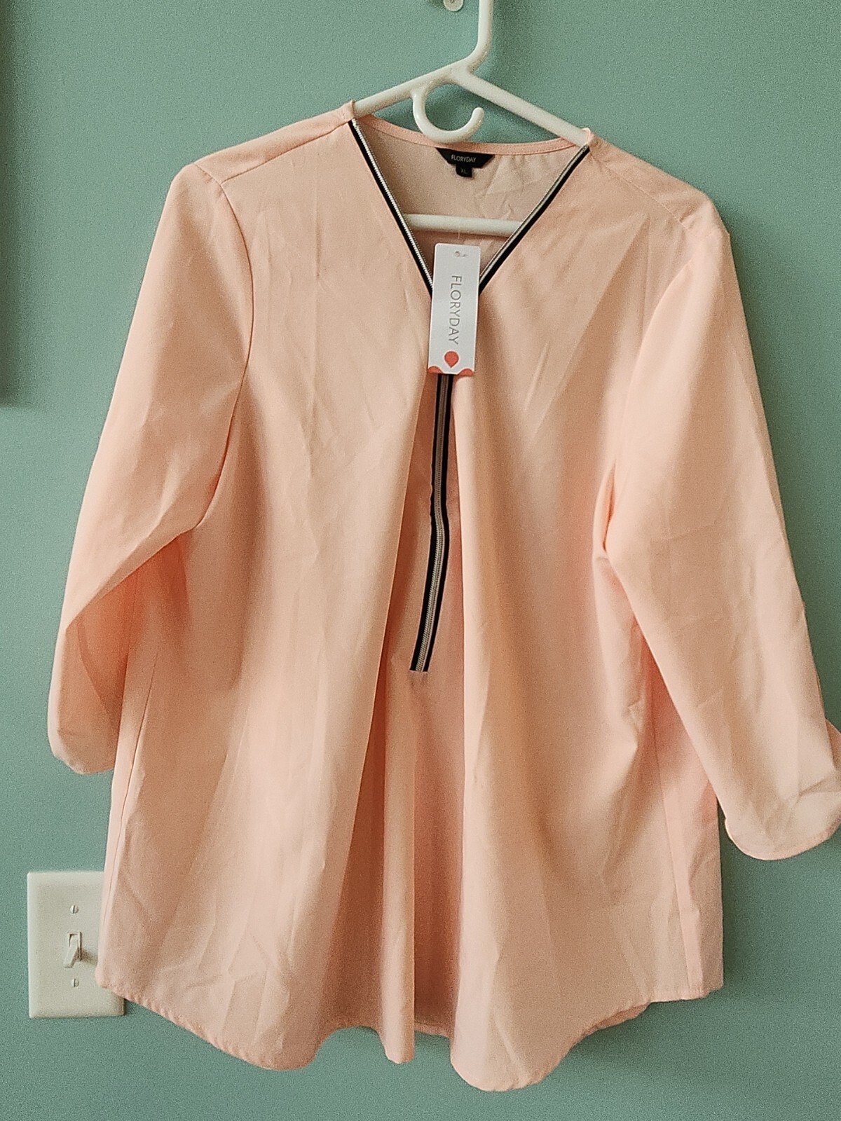 Floryday Womens Blouse Pink New With Tags Zipper Accent
