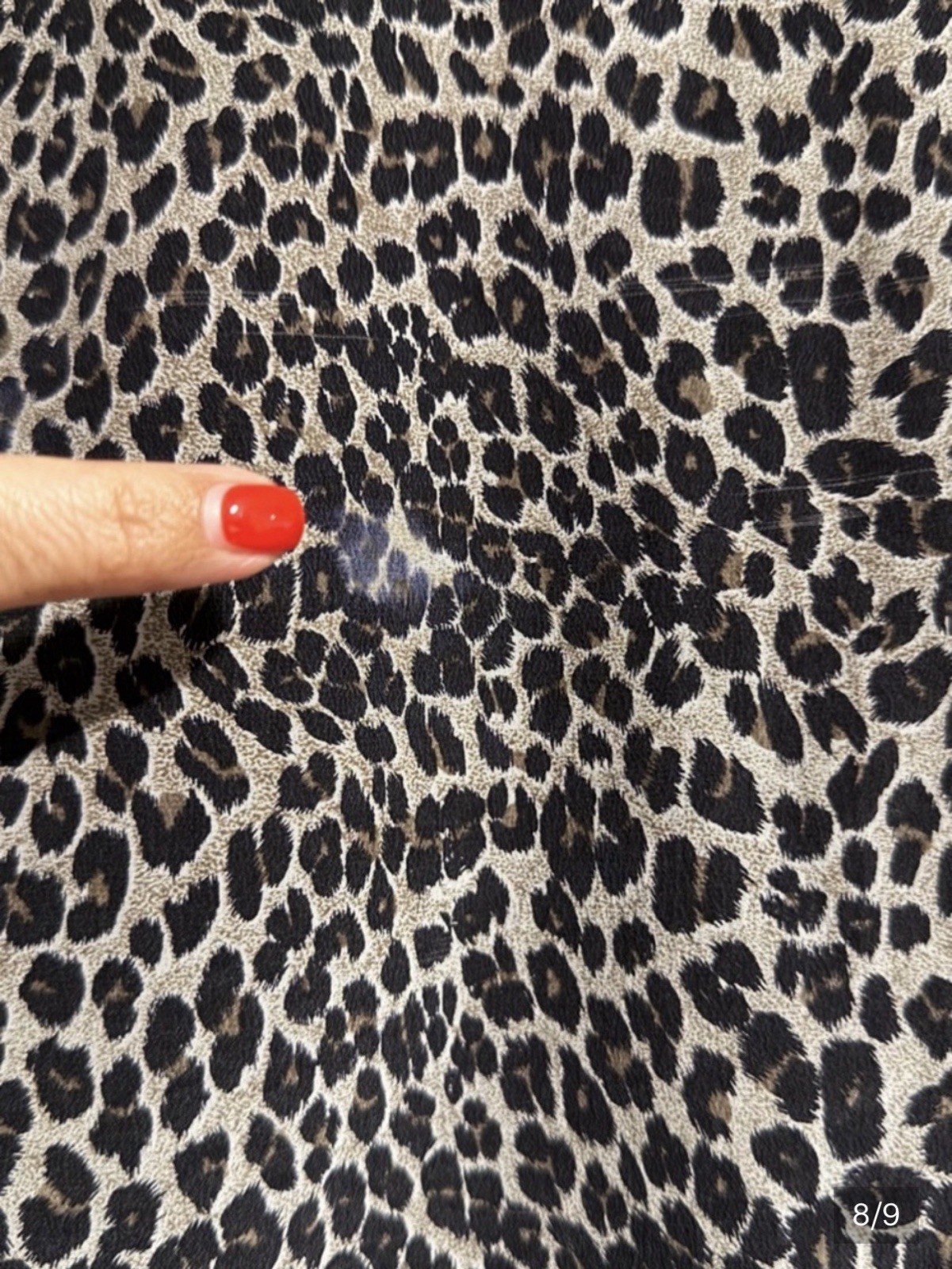QUO-SILK Silk Leopard Print V-Neck Button Front Blouse Size M Vintage