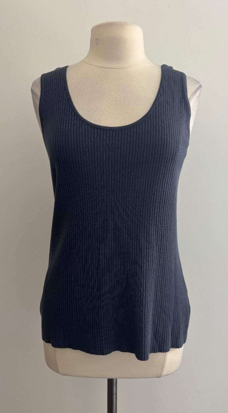 Coldwater Creek Smoke Blue Ribbed Sleeveless Tank Top sz Large New NWT