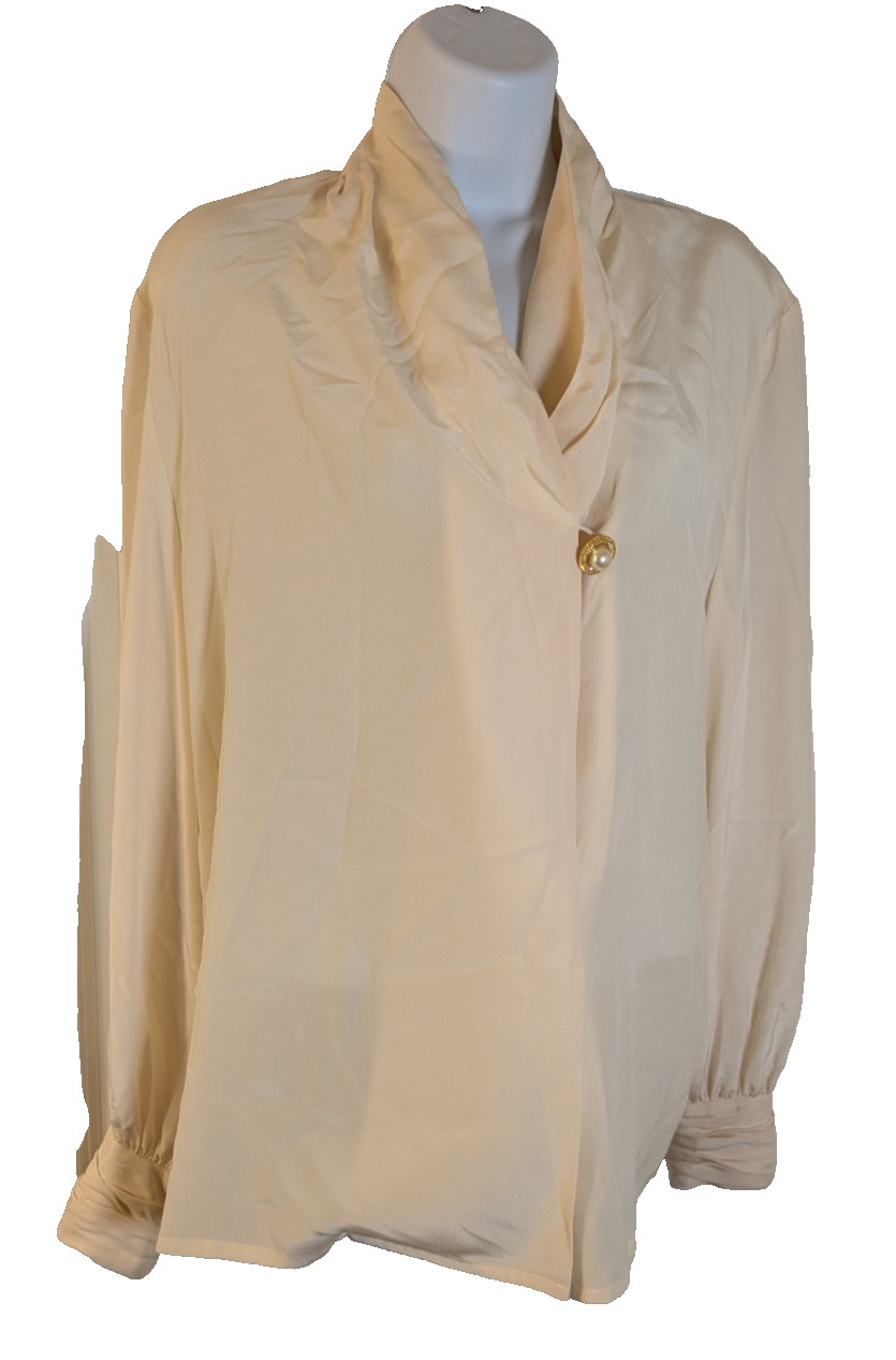 Francesca Of Damon, Women’s Silk Blouse, beige, size L