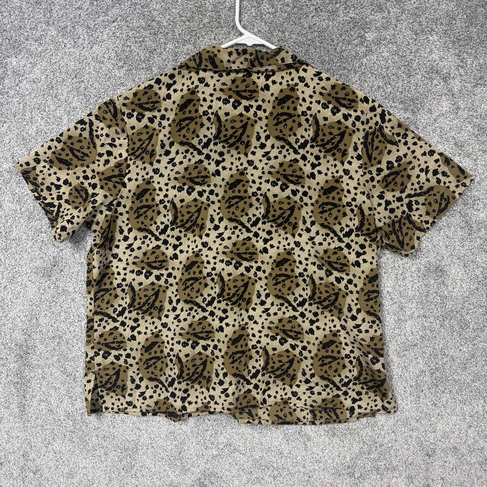 Vintage 90s Y2K Notations Button Up Blouse XL Brown Leopard Office Mob Wife Glam