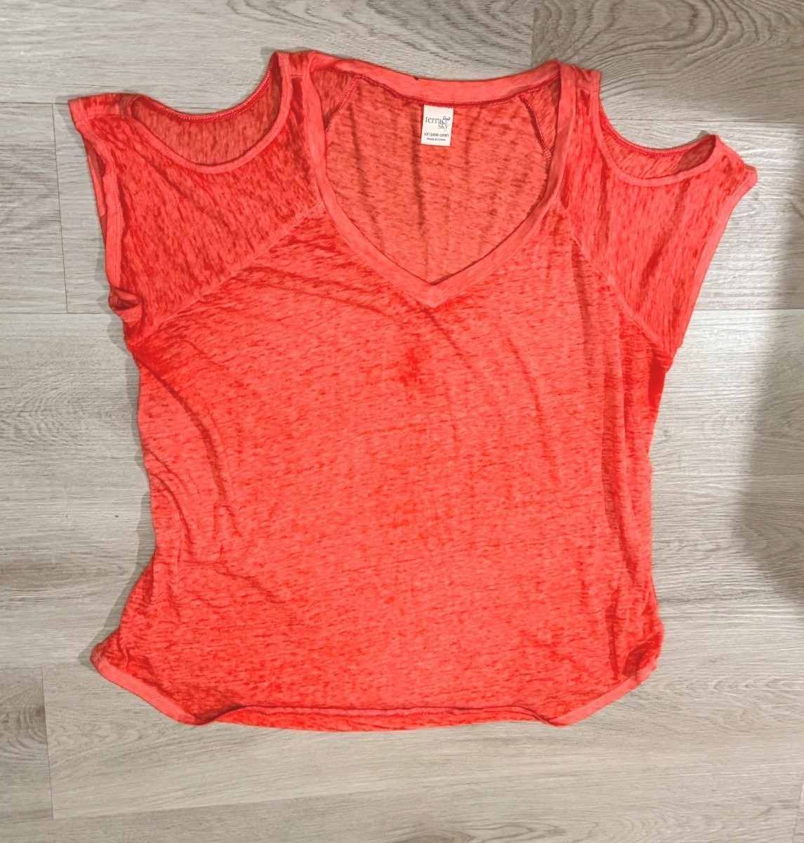 Terra & Sky Coral Red Burnout Tank Top – Size XL