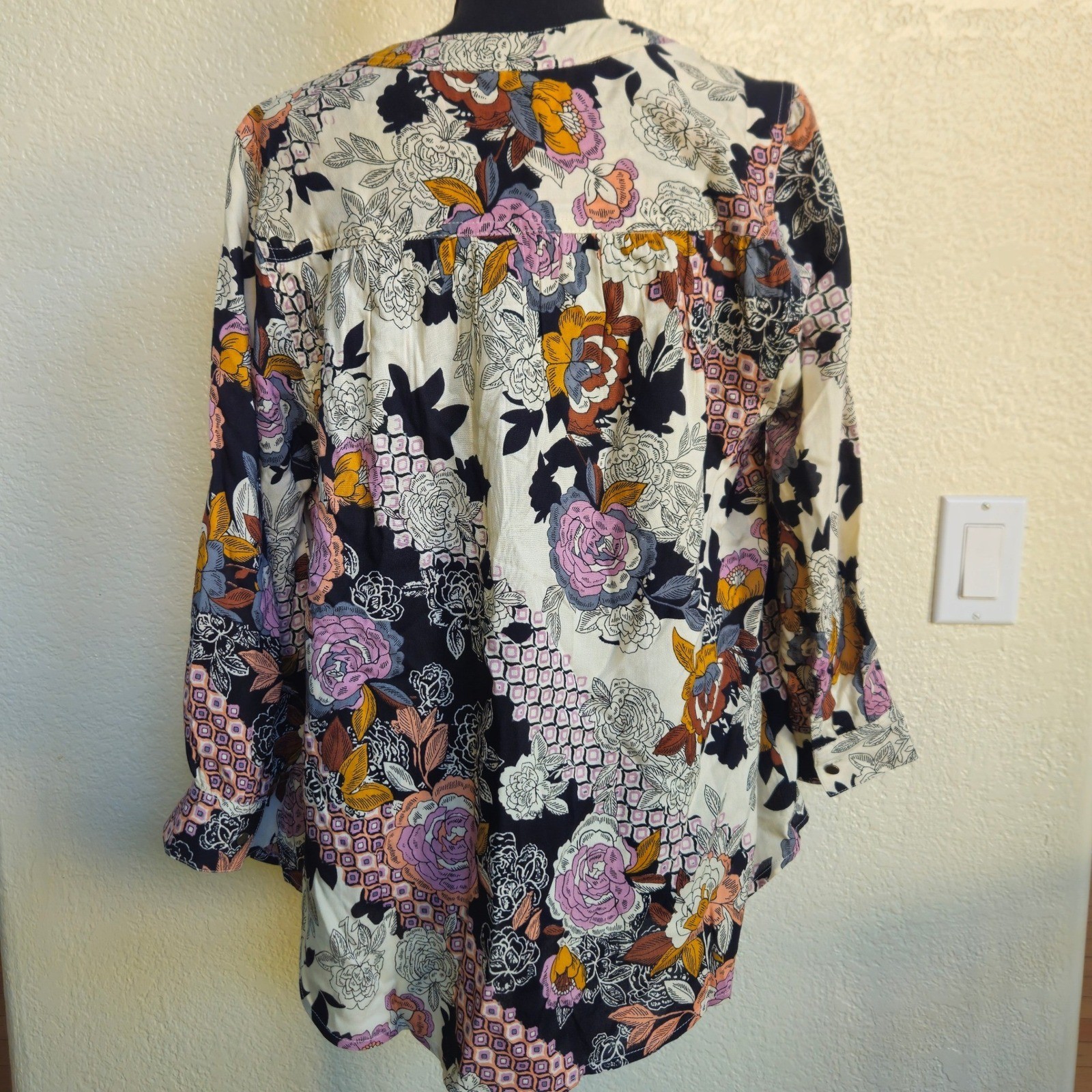New! Intro Floral Patch Button Down Top Small Boho Flower Peasant Cottagecore
