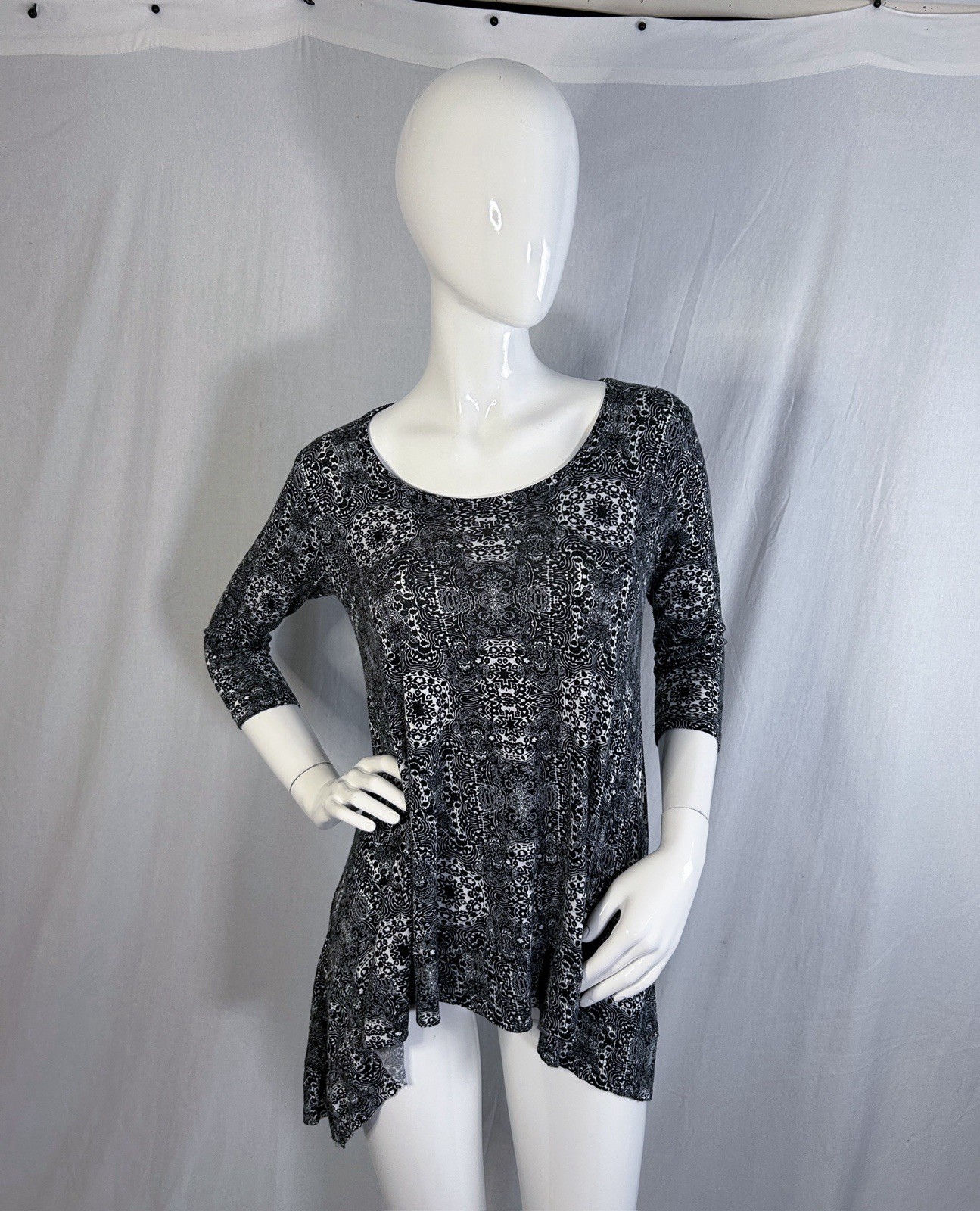 VTG Bohemian Y2K Babydoll Flared Blouse S Psychedelic Save The Queen/JPG Style