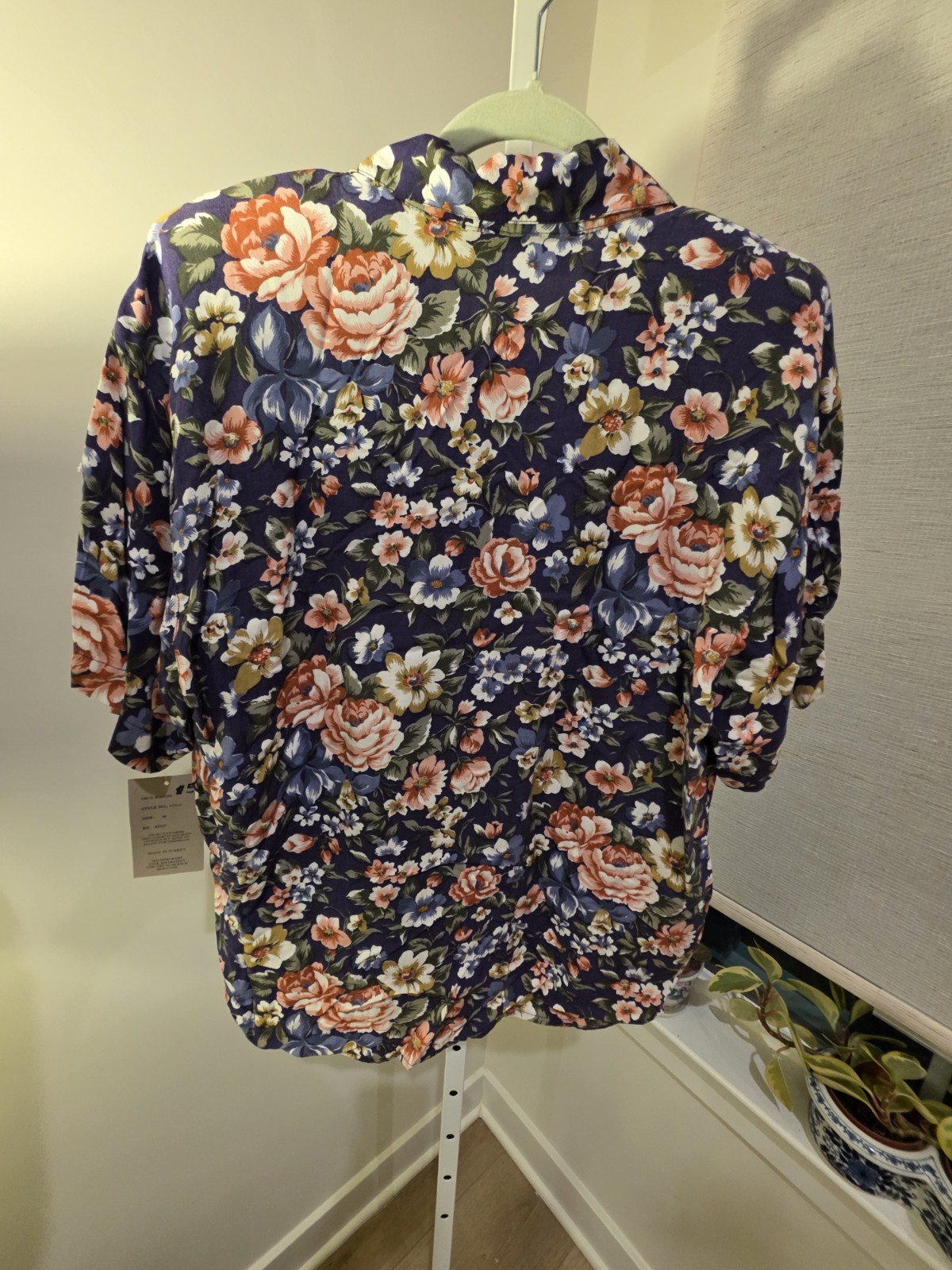 VTG Floral 90s Button Down Rayon Short Sleeve Blouse Deadstock NWT Cottage Camp