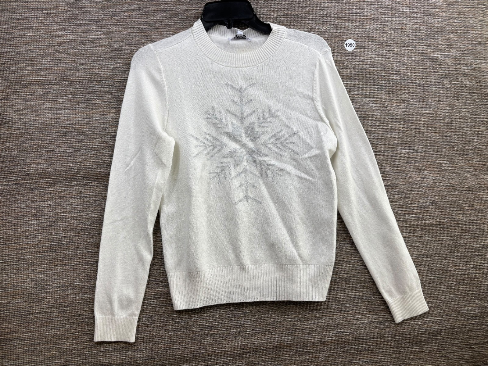 525 America Womens Round Neck Long Sleeve Pullover Sweater Top Ivory Size S NEW