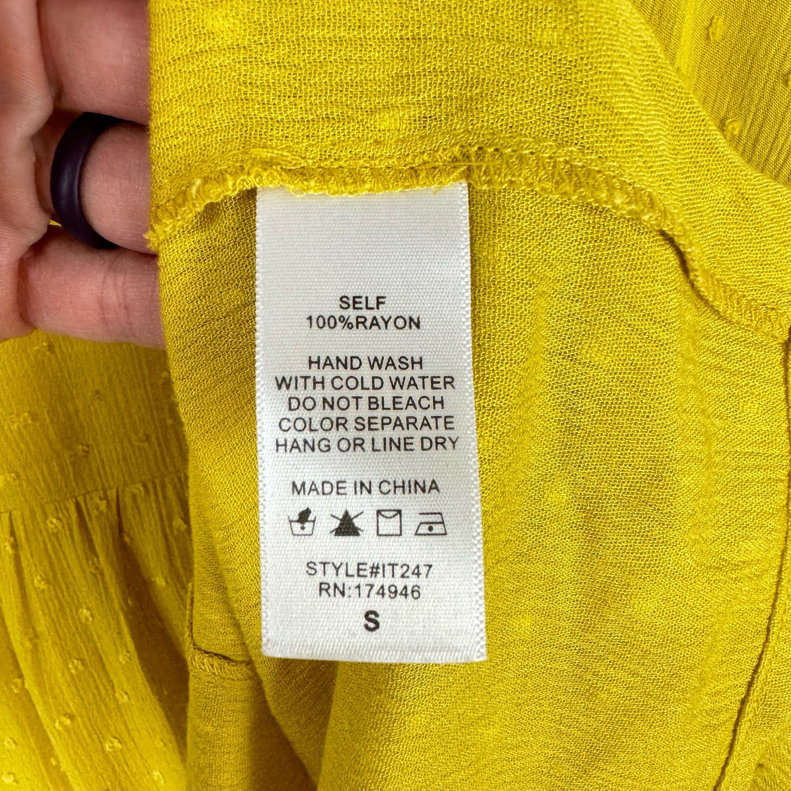 Hailey & Co. S Sunshine Yellow Swiss Dot Textured Oversized Relaxed Fit Top