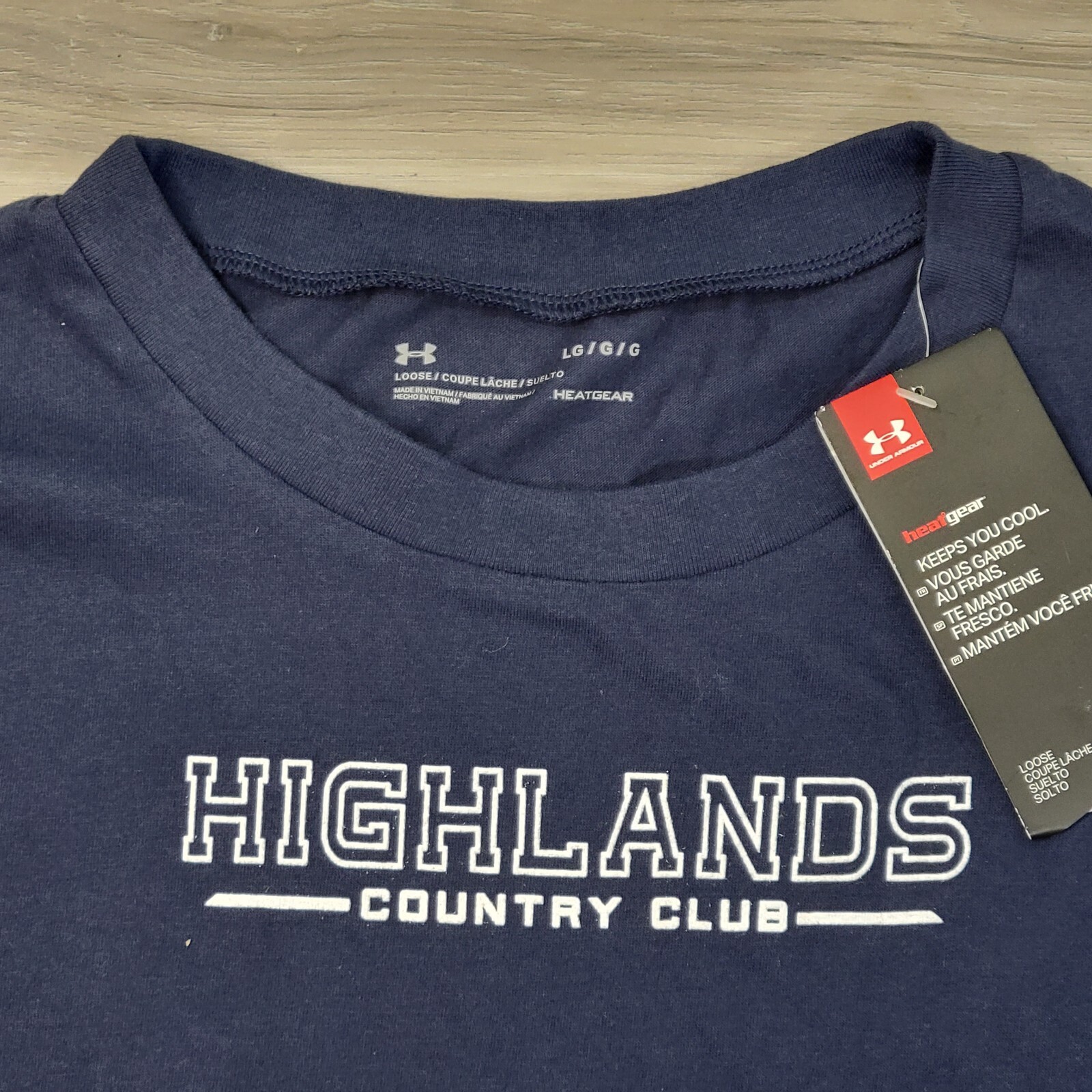 Under Armour T-Shirt Women’s Large Navy Heatgear Highlands Country Club New