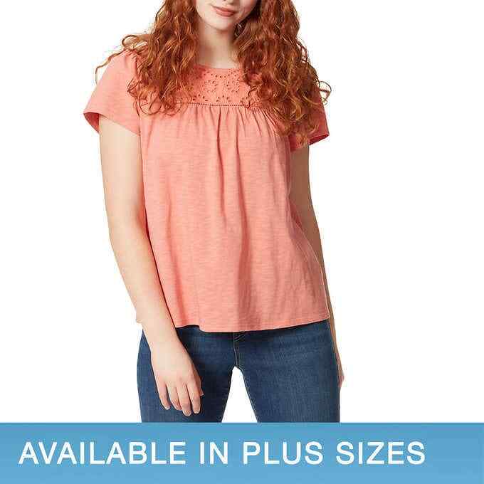 Ella Moss Ladies’ Eyelet Knit Top Blouse Short Sleeve Shirt F31