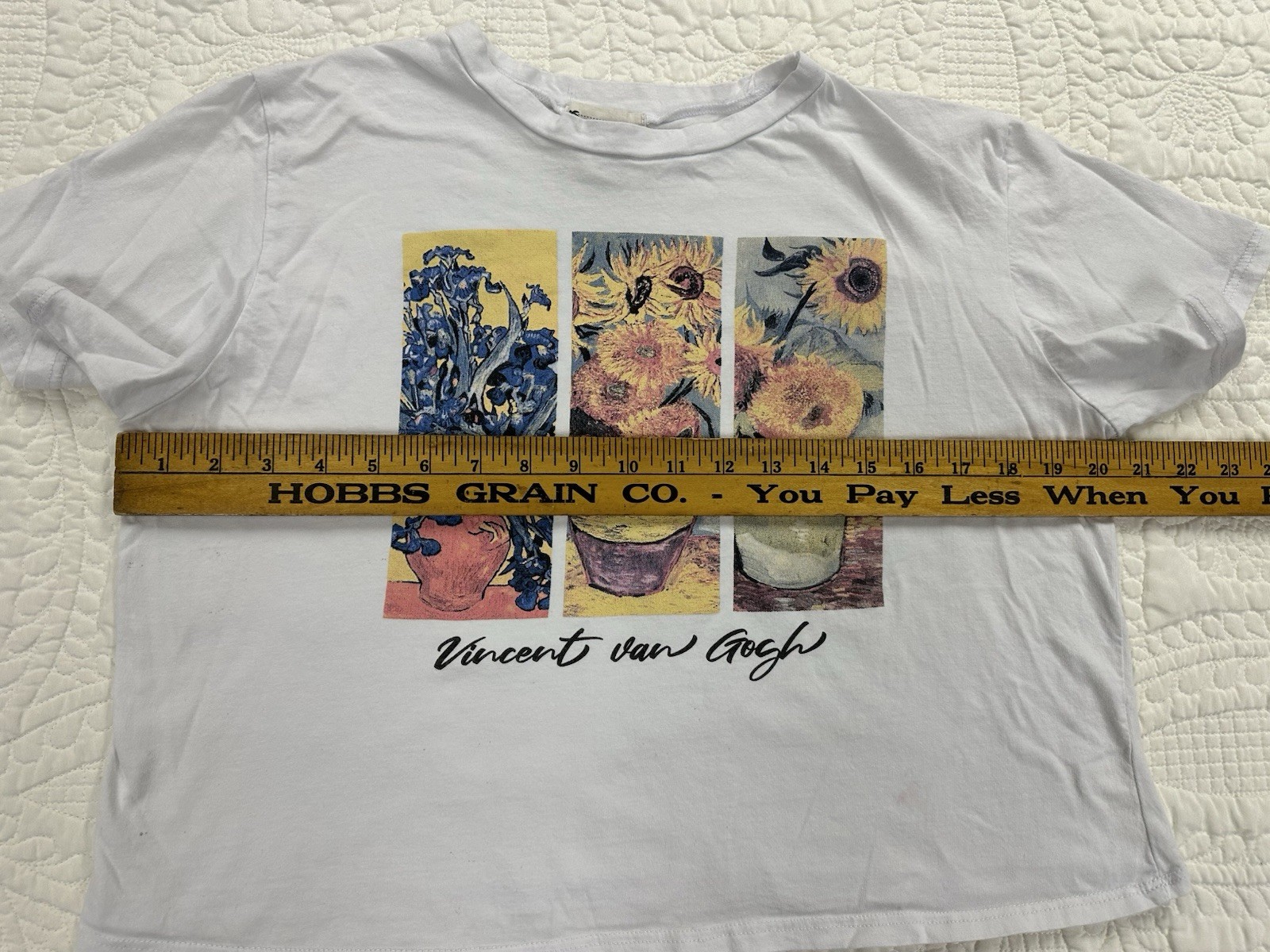 French Pastry Vincent Van Gogh T-Shirt Womens XL Cropped White Wearable Art