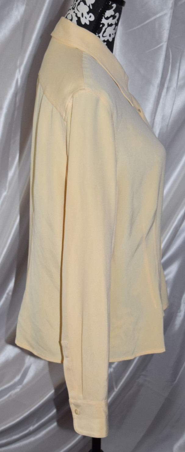 TALBOTS Petites Womens Top Shirt 100% PURE SILK Butter Yellow Blouse 16 XL